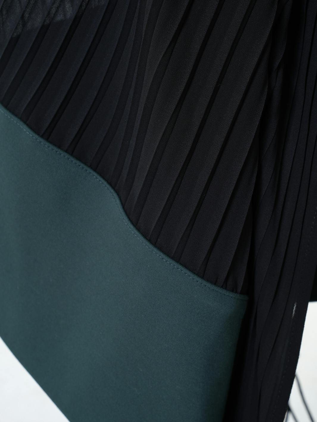 Thumbnail preview #5 for Asymmetric Dress In Petrol With Pleated Chiffon Layer 