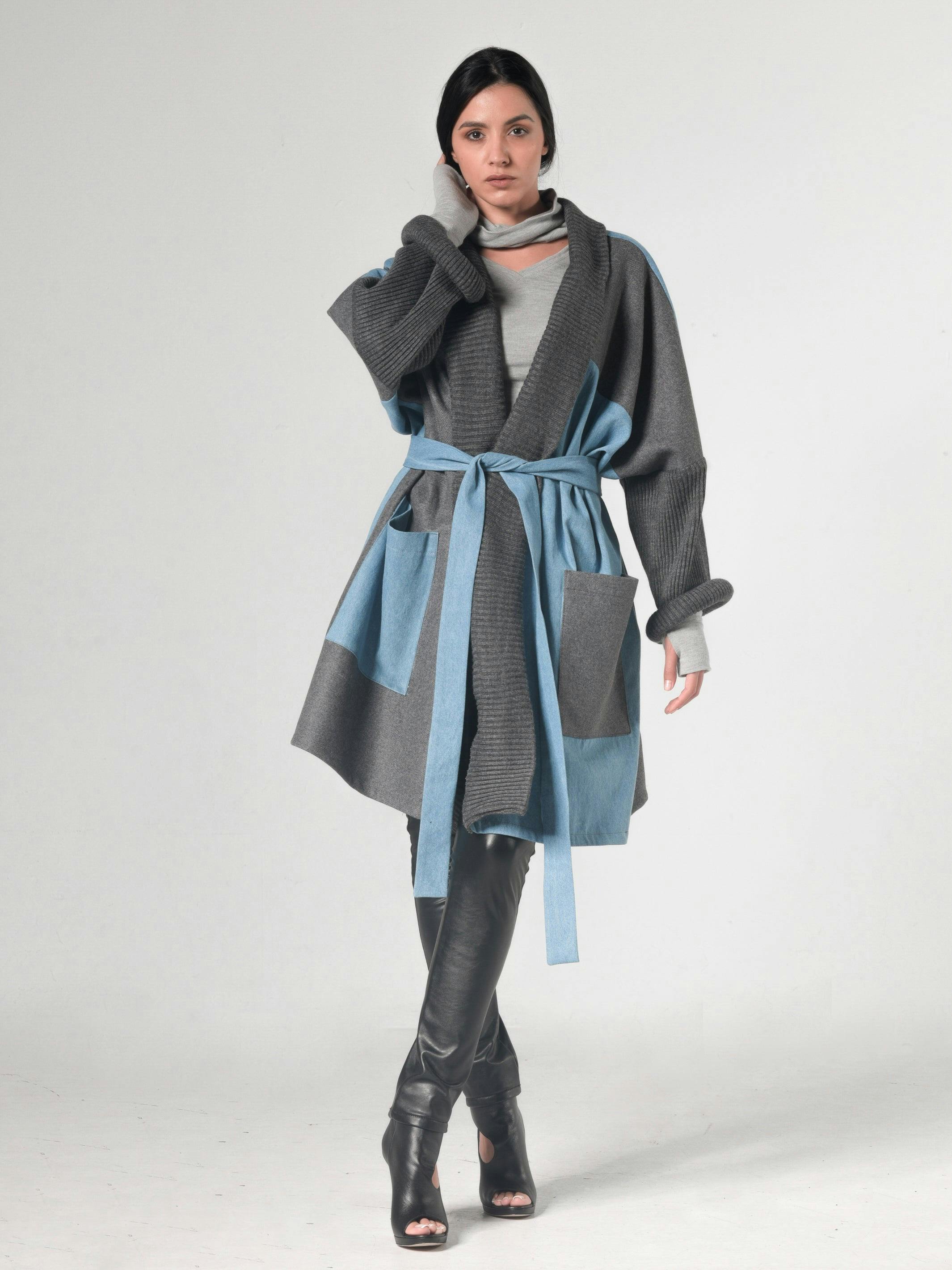 Oversize Cardigan With Denim Parts , a product by METAMORPHOZA