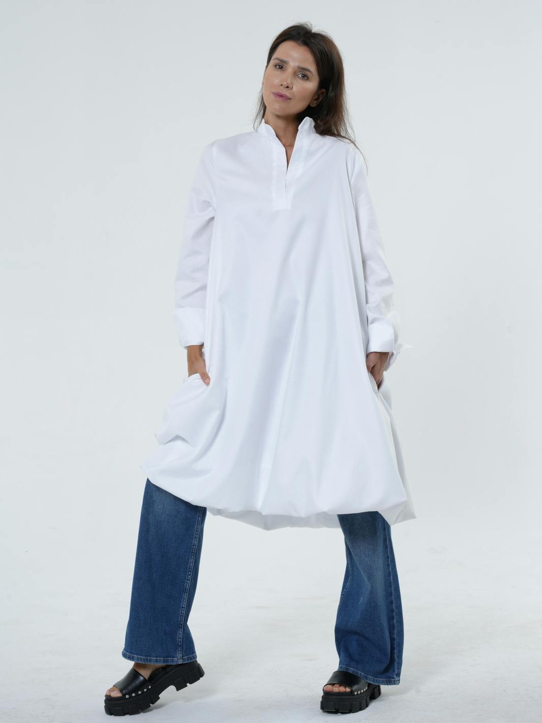 Thumbnail preview #3 for Long Sleeve Tunic Dress In White