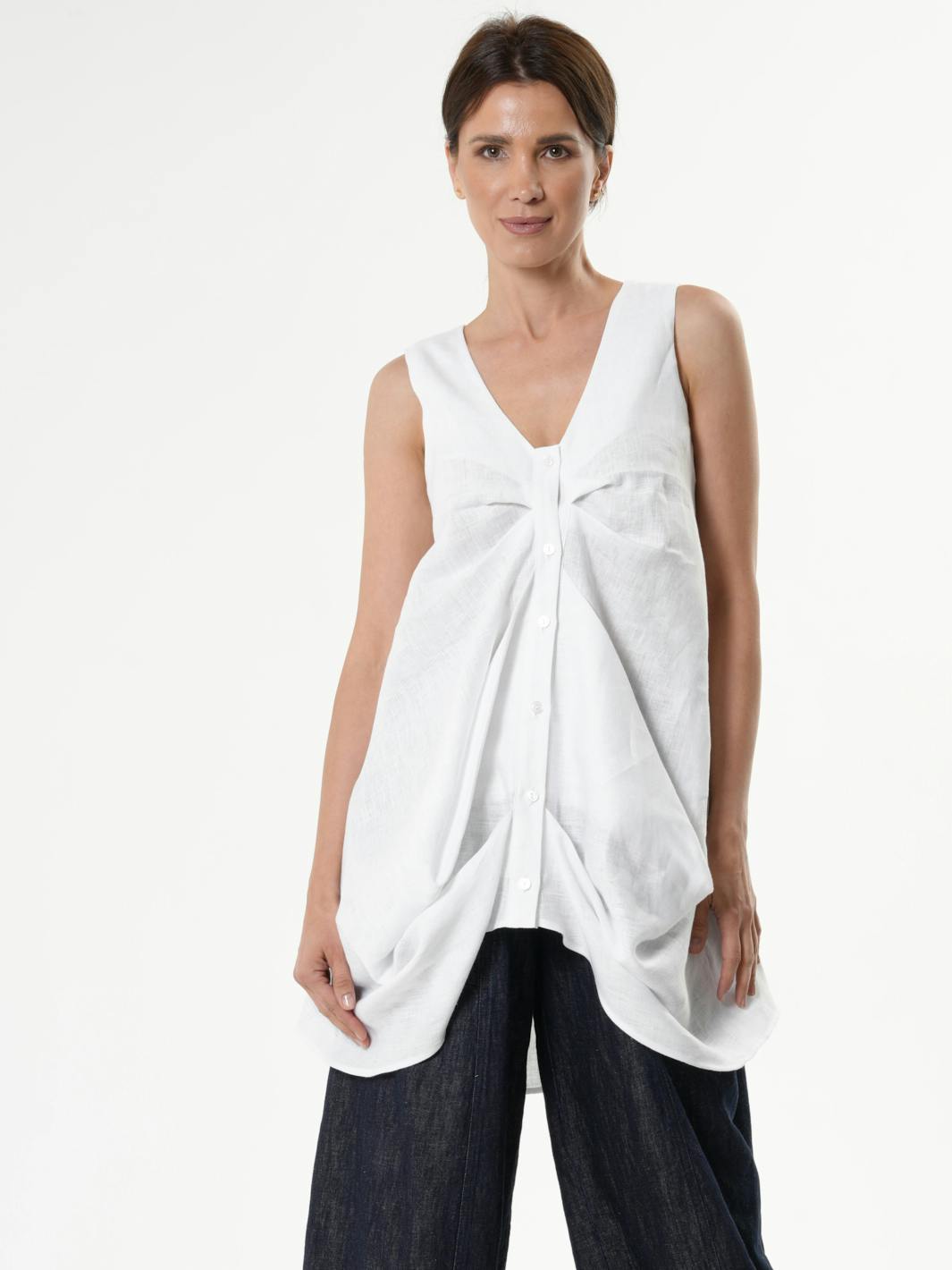 Linen Tunic Top With Buttons , a product by METAMORPHOZA