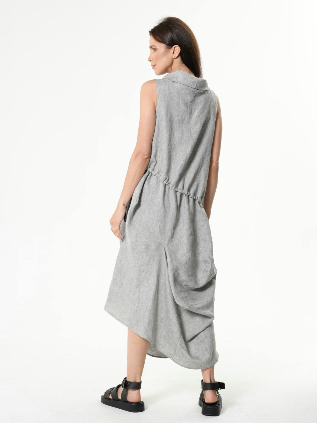 Thumbnail preview #4 for Linen Dress With Asymmetric Hem