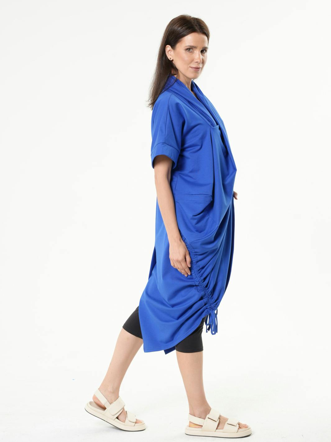 Thumbnail preview #4 for Extravagant Draped Tunic In Blue