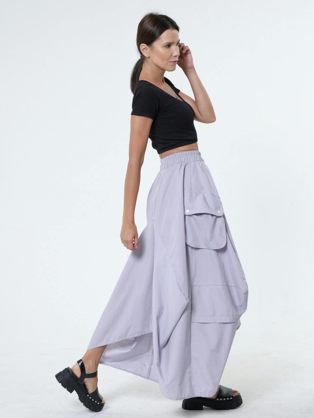 Thumbnail preview #4 for Maxi Skirt With Drapings In Gray