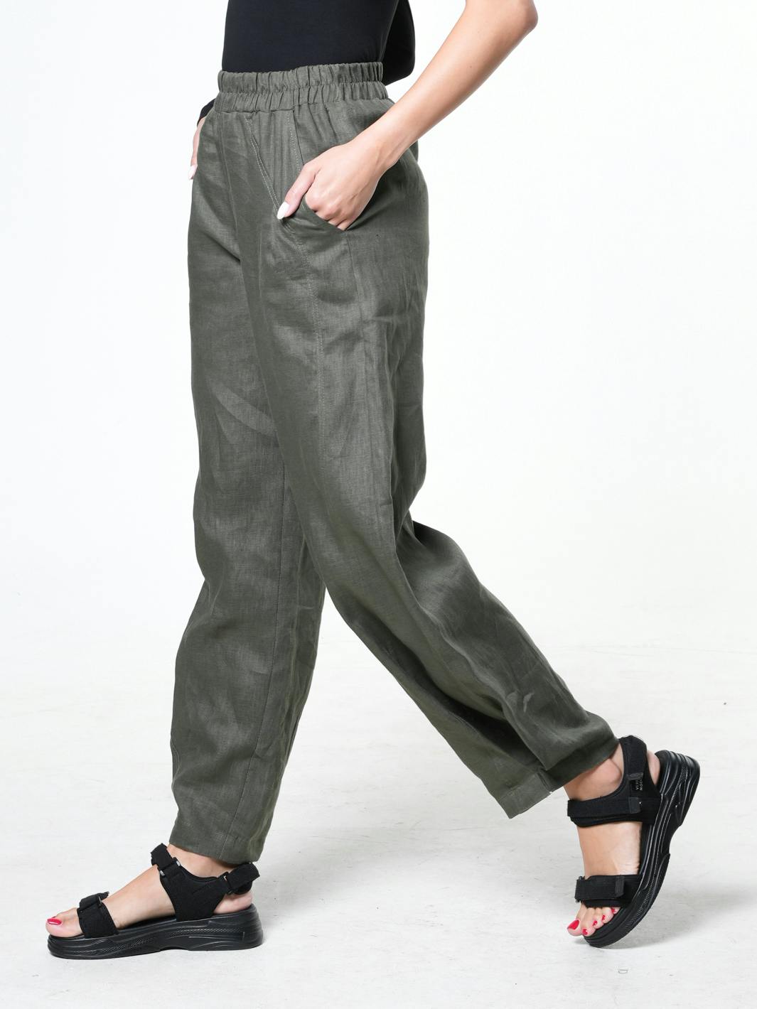 Thumbnail preview #5 for Wide-Leg Linen Pants With Pockets