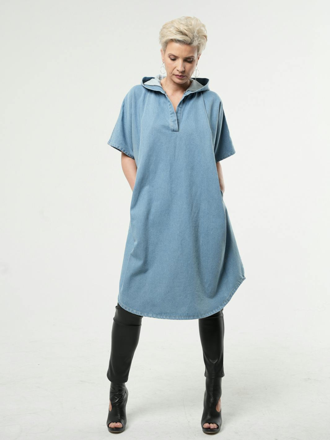 Thumbnail preview #2 for Oversized Denim Hooded Dress