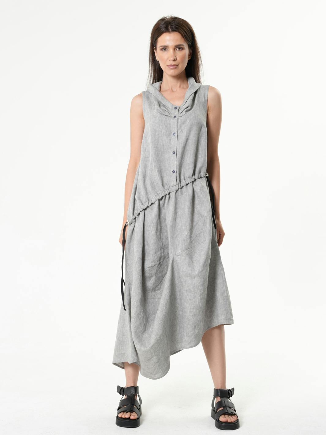 Linen Dress With Asymmetric Hem, a product by METAMORPHOZA