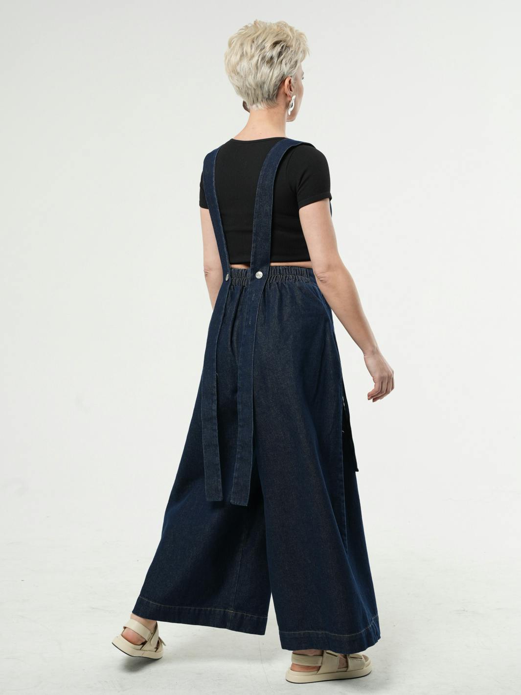 Thumbnail preview #4 for Full-length Wide-leg Dark Denim Pants