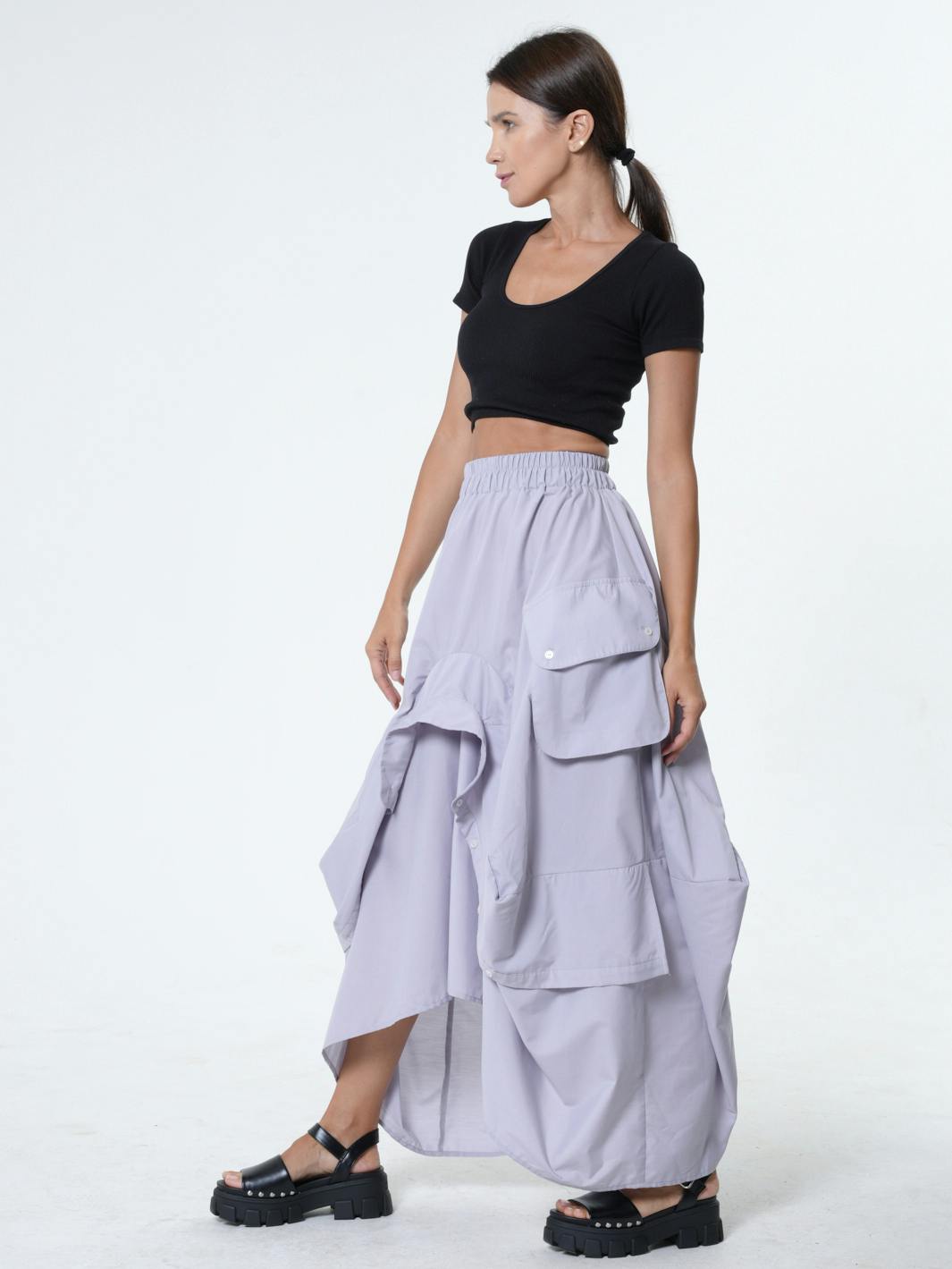 Thumbnail preview #11 for Maxi Skirt With Drapings In Gray