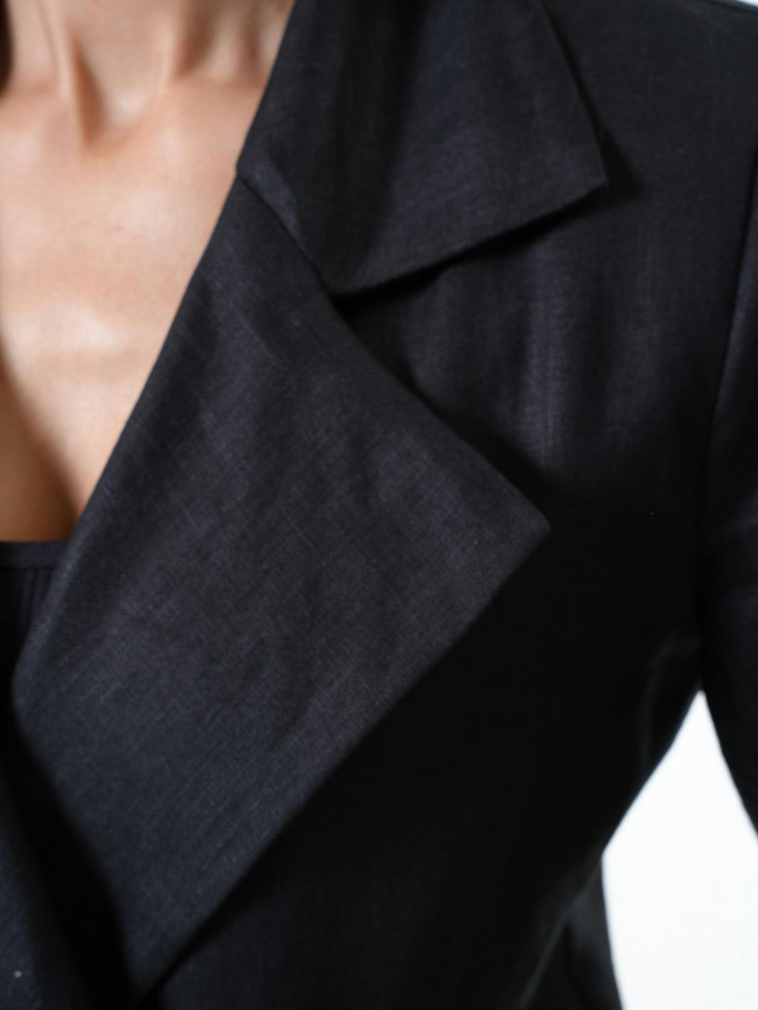 Thumbnail preview #9 for Long Black Linen Blazer