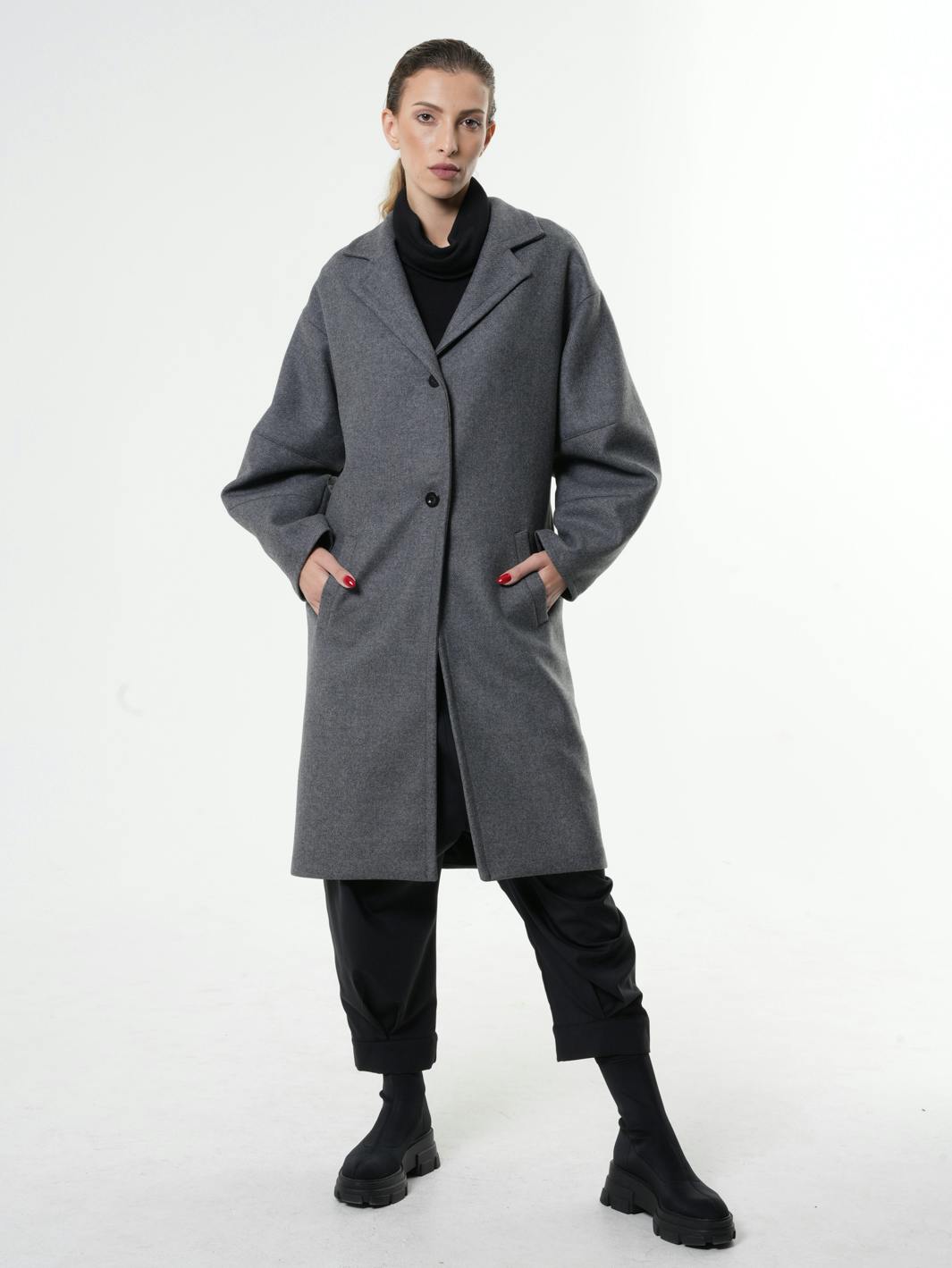 Long Gray Wool Coat , a product by METAMORPHOZA