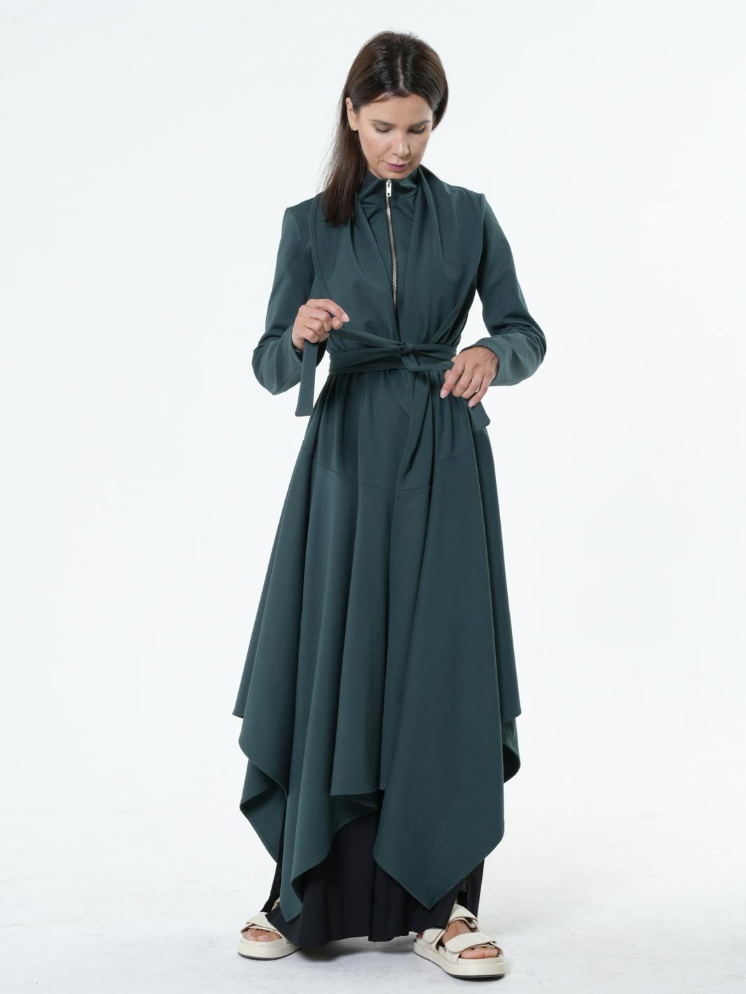 Thumbnail preview #2 for  Asymmetric Long Belted Cardigan