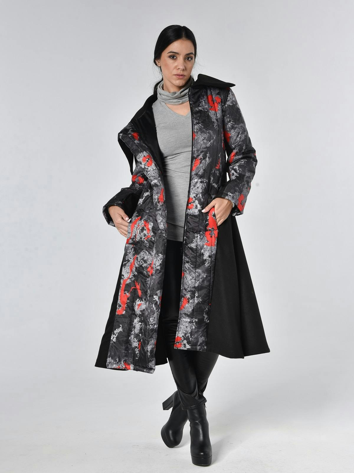 Thumbnail preview #2 for Long Colorful Belted Coat 