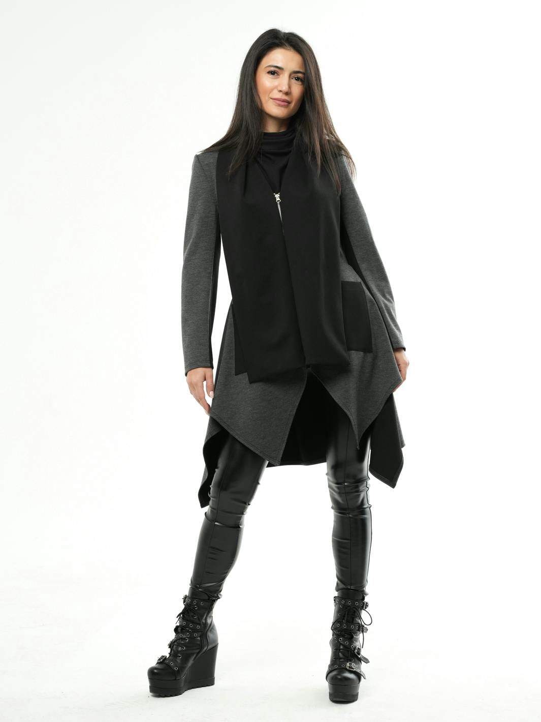 Thumbnail preview #5 for Asymmetric Coat With Scarf