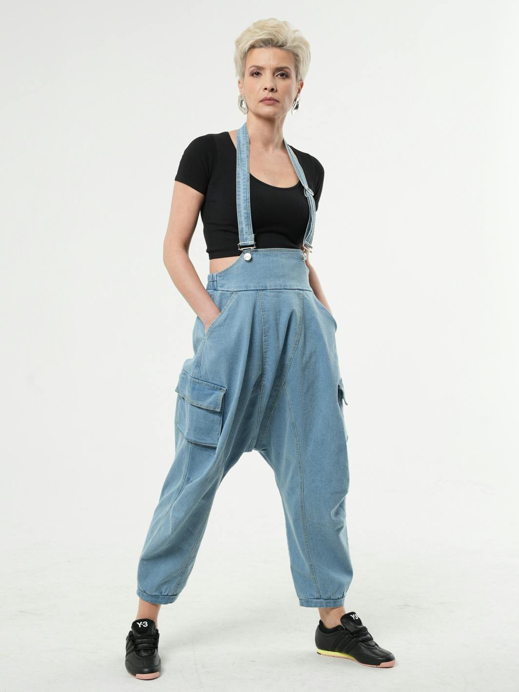 Thumbnail preview #2 for Oversized Light Denim Jumpsuit