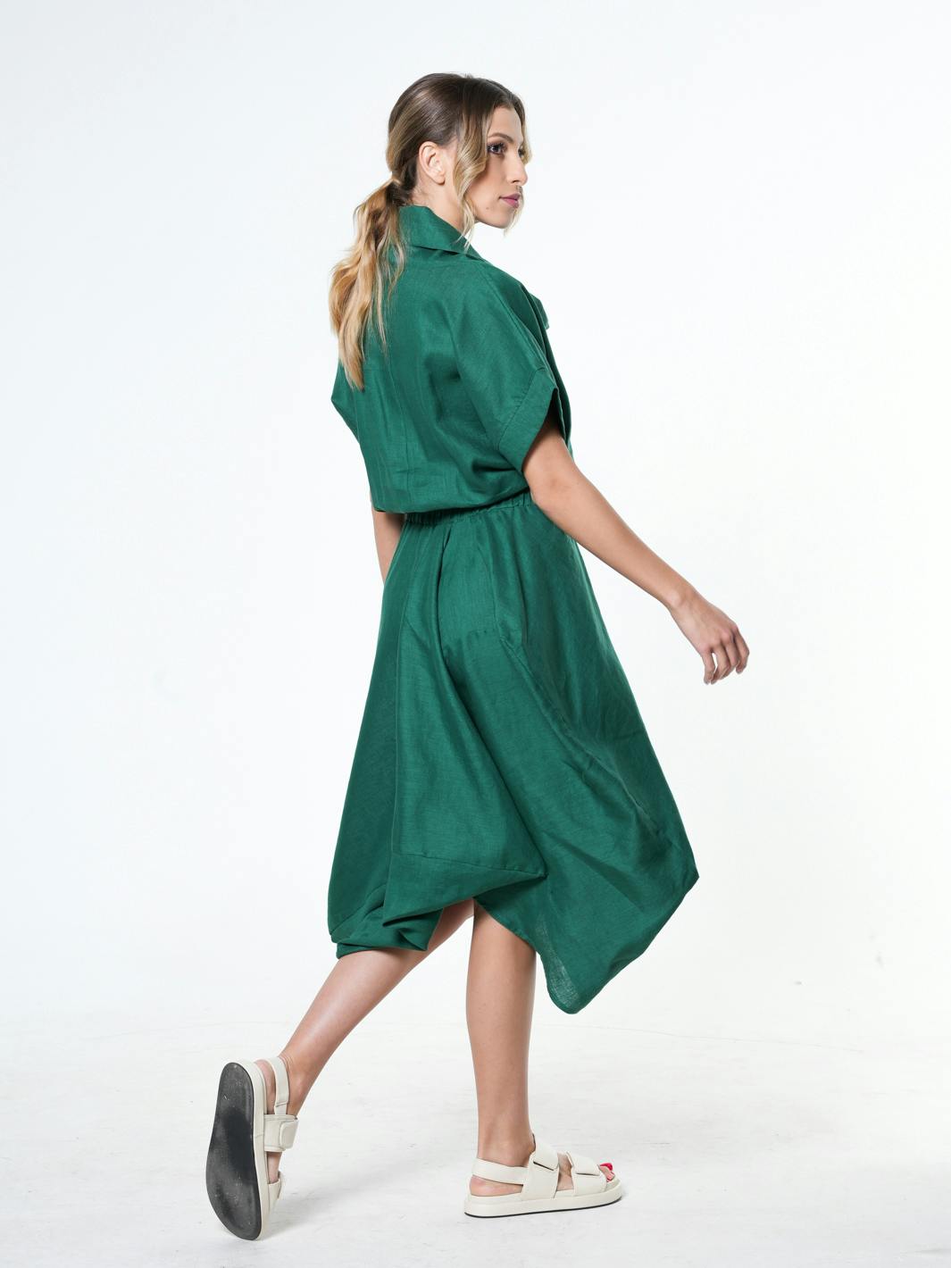 Thumbnail preview #3 for Cowl Neck Linen Dress 