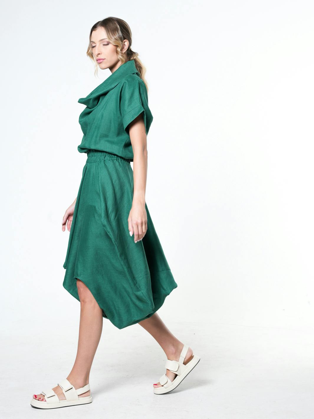 Thumbnail preview #5 for Cowl Neck Linen Dress 