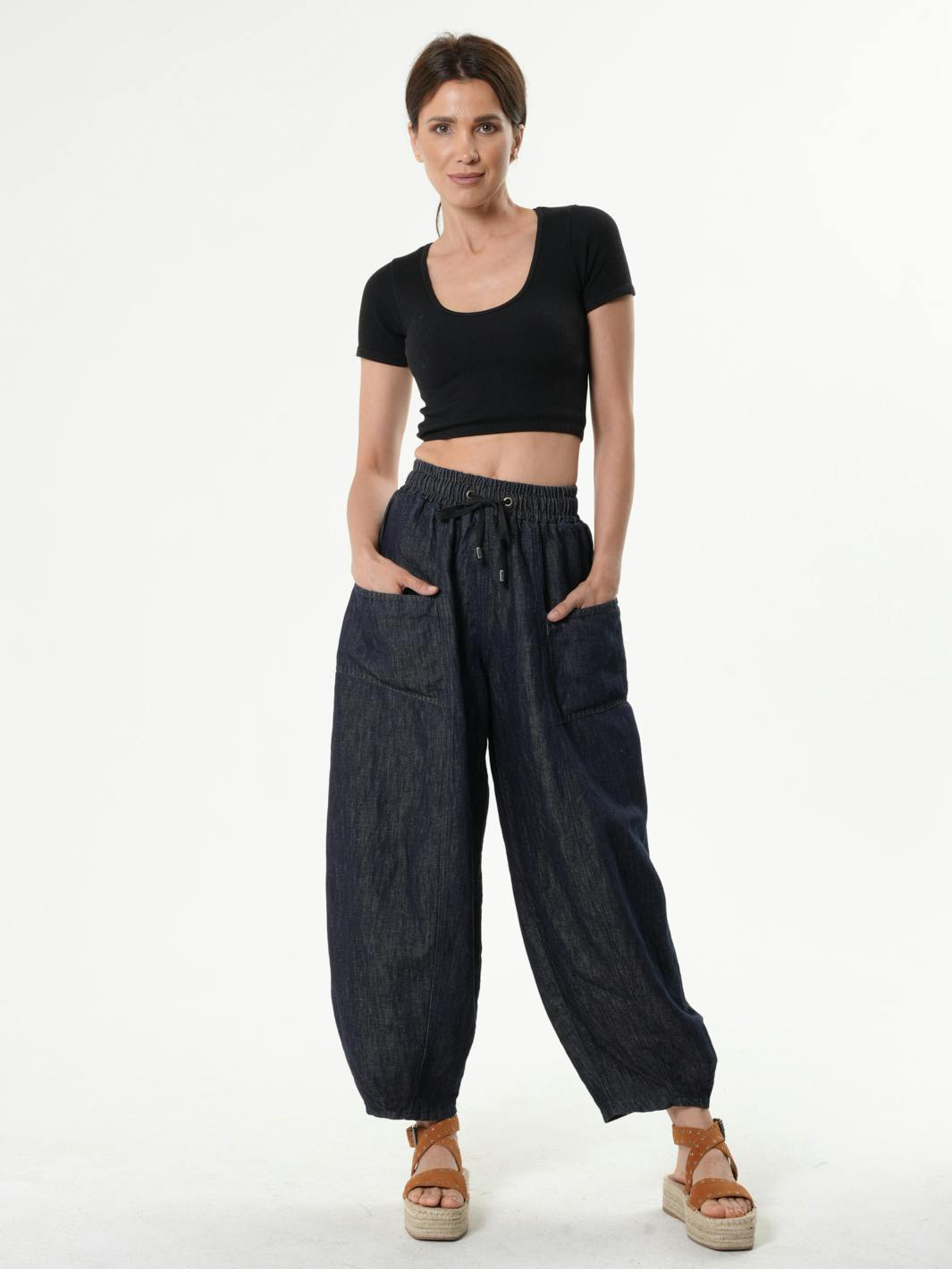 Thumbnail preview #5 for Casual Denim Pants With Linen