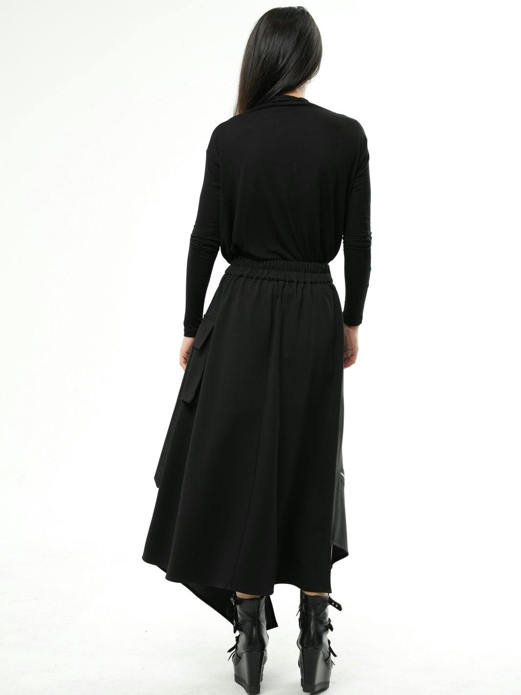 Thumbnail preview #7 for Asymmetric  Long Skirt with Zippers