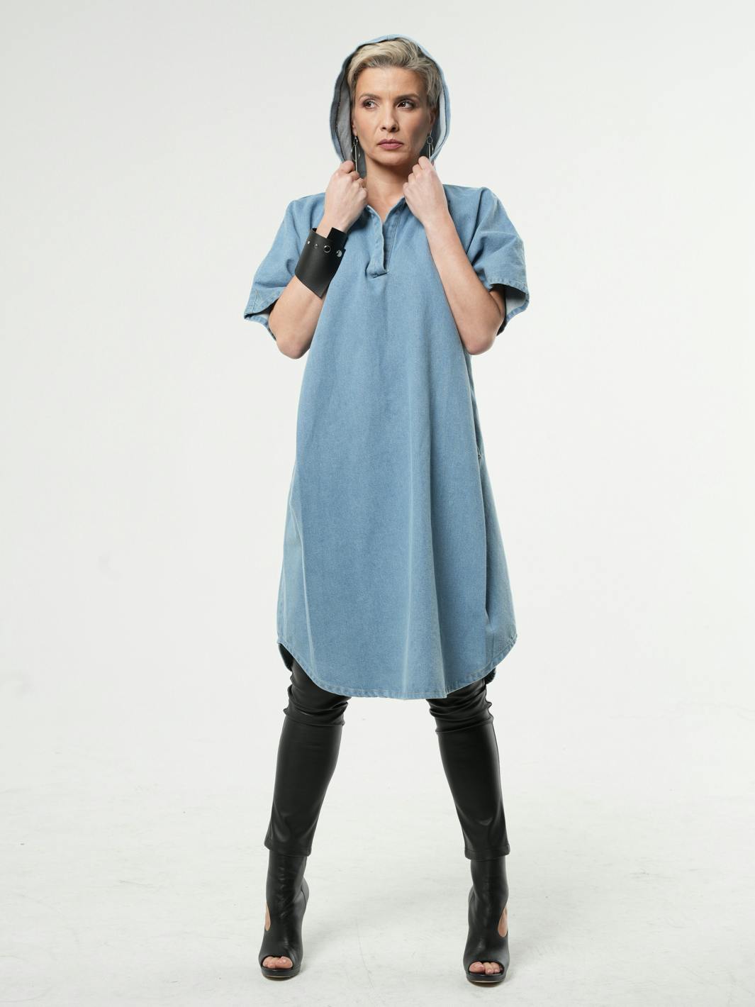 Thumbnail preview #5 for Oversized Denim Hooded Dress