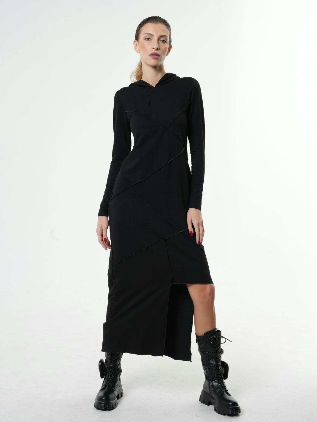 Thumbnail preview #1 for Asymmetric Hooded Dress