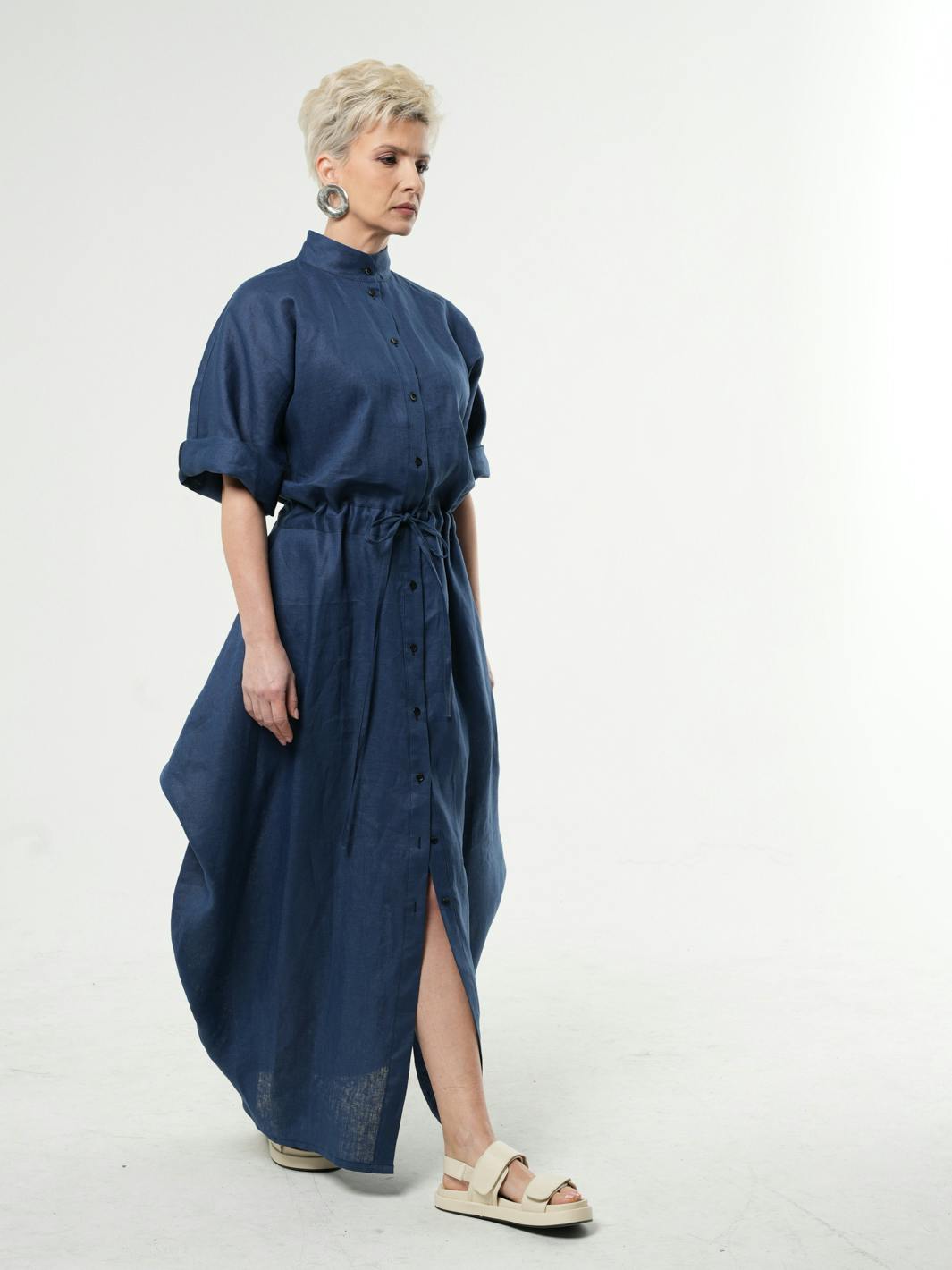 Thumbnail preview #4 for Maxi Linen Shirt Dress