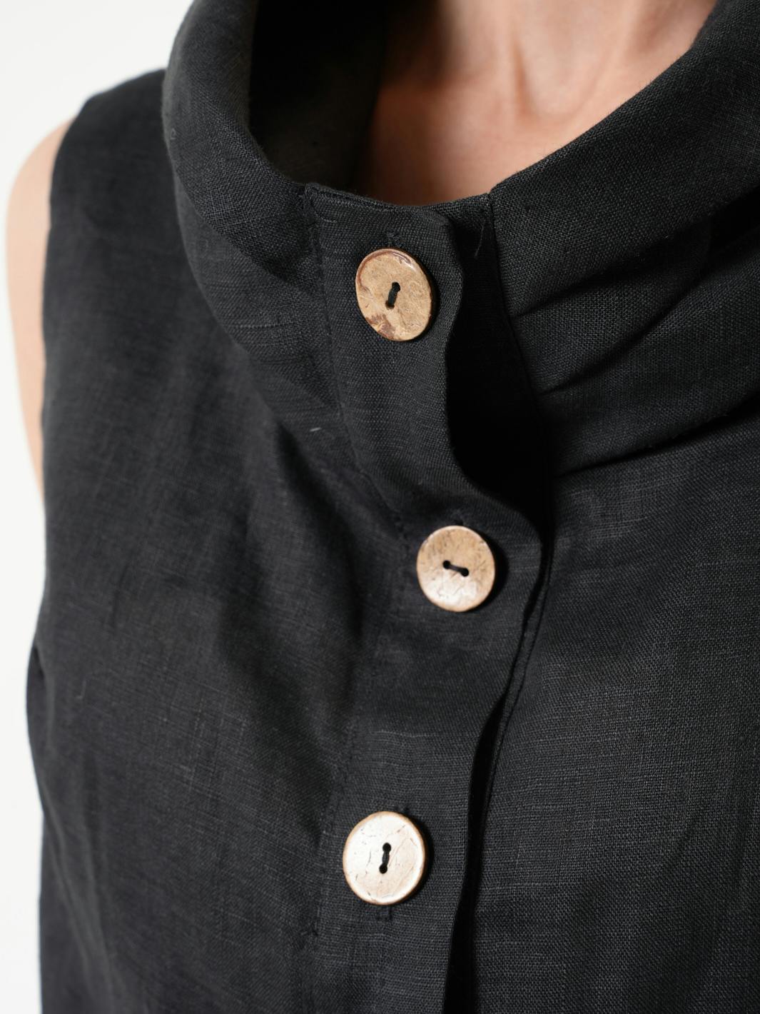 Thumbnail preview #5 for  Buttoned Sleeveless Linen Top