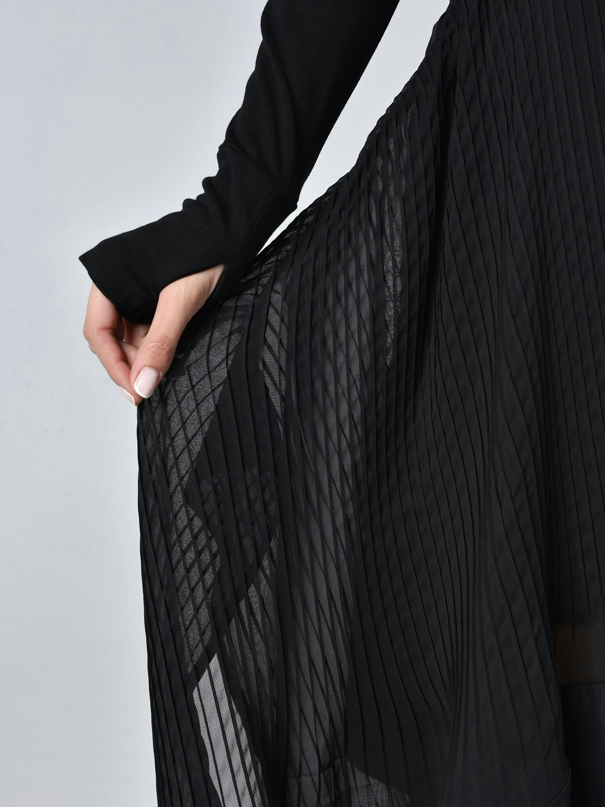 Thumbnail preview #4 for Black Pleated Chiffon Dress