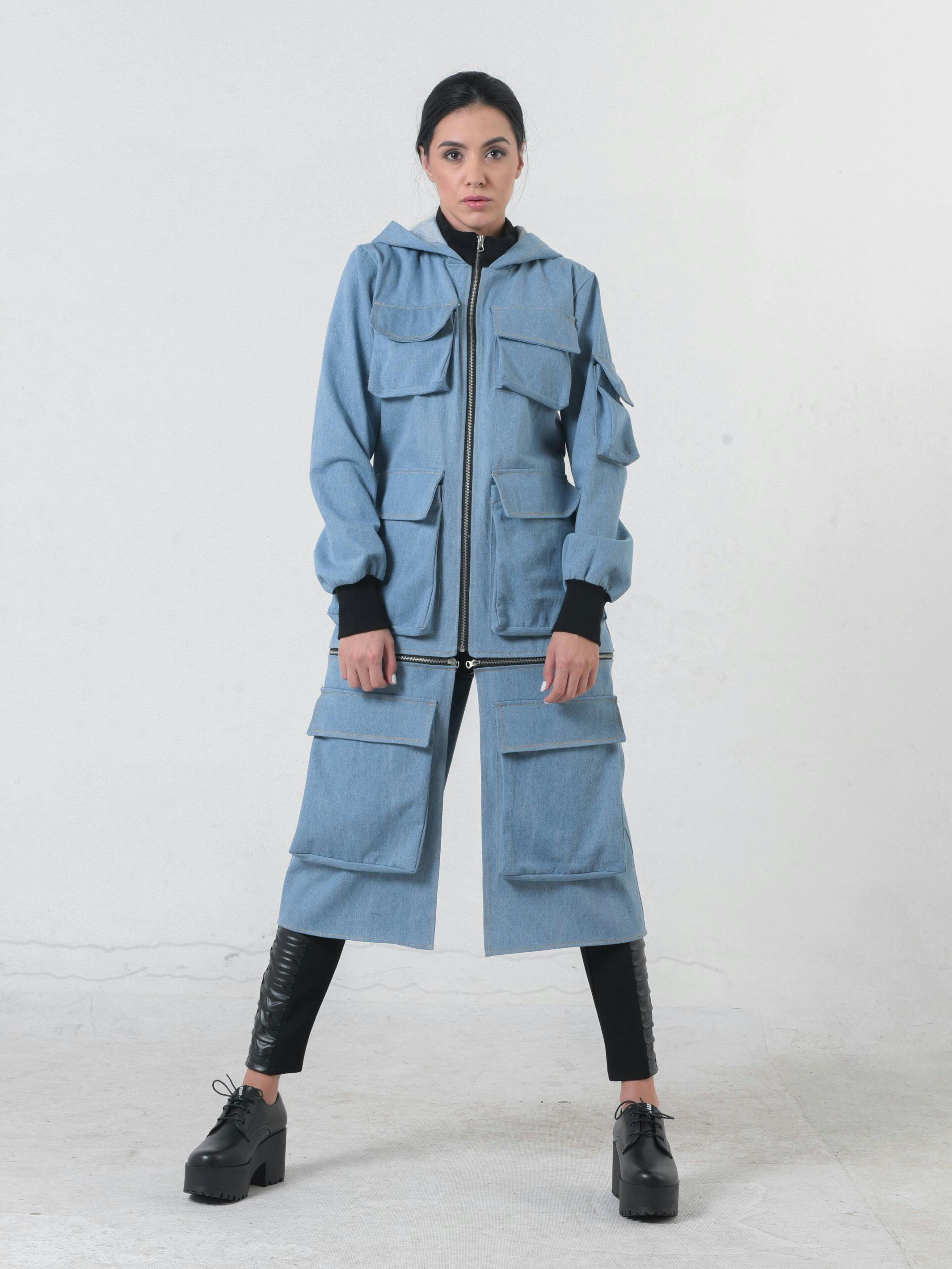 Two-In-One Hooded Denim Jacket, a product by METAMORPHOZA