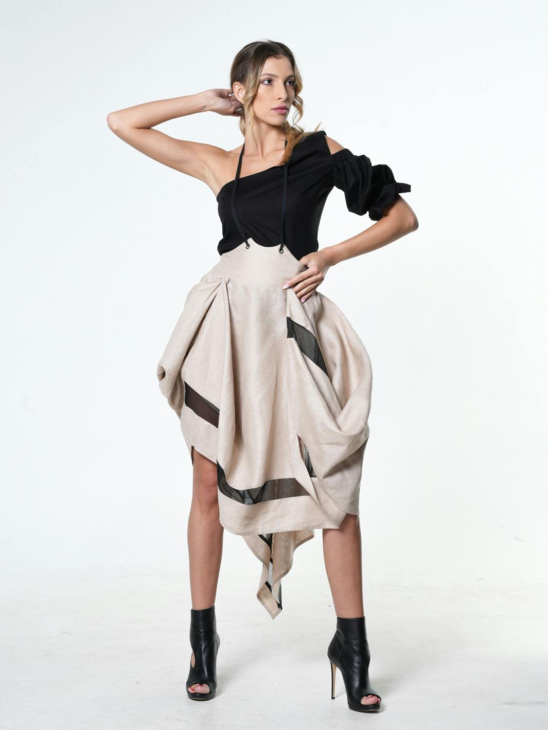 Avant Garde Linen Skirt With Ties, a product by METAMORPHOZA