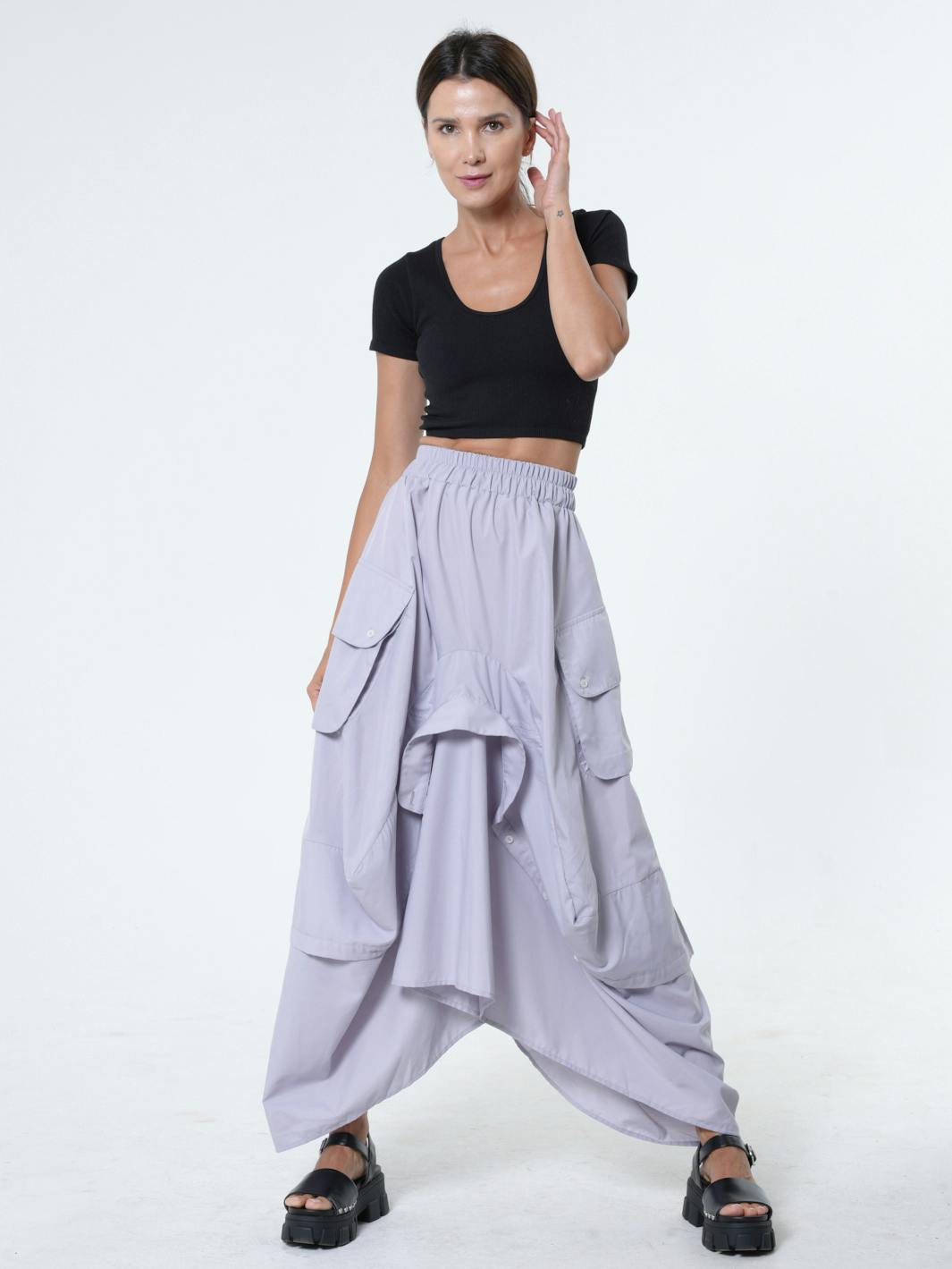 Thumbnail preview #12 for Maxi Skirt With Drapings In Gray