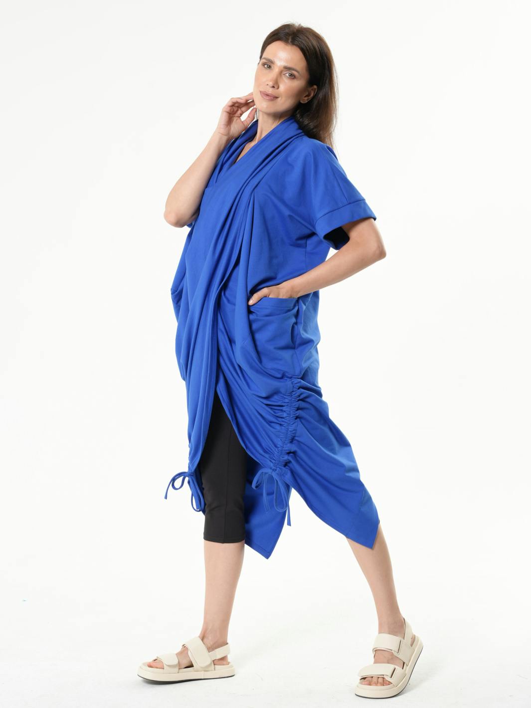 Thumbnail preview #1 for Extravagant Draped Tunic In Blue