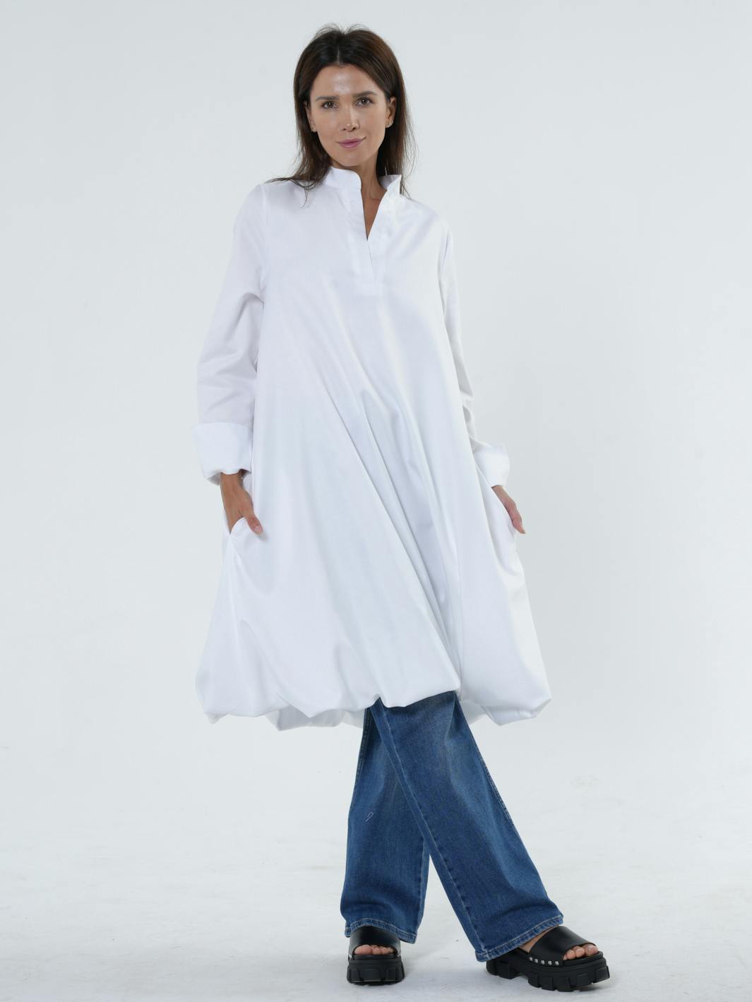 Thumbnail preview #6 for Long Sleeve Tunic Dress In White