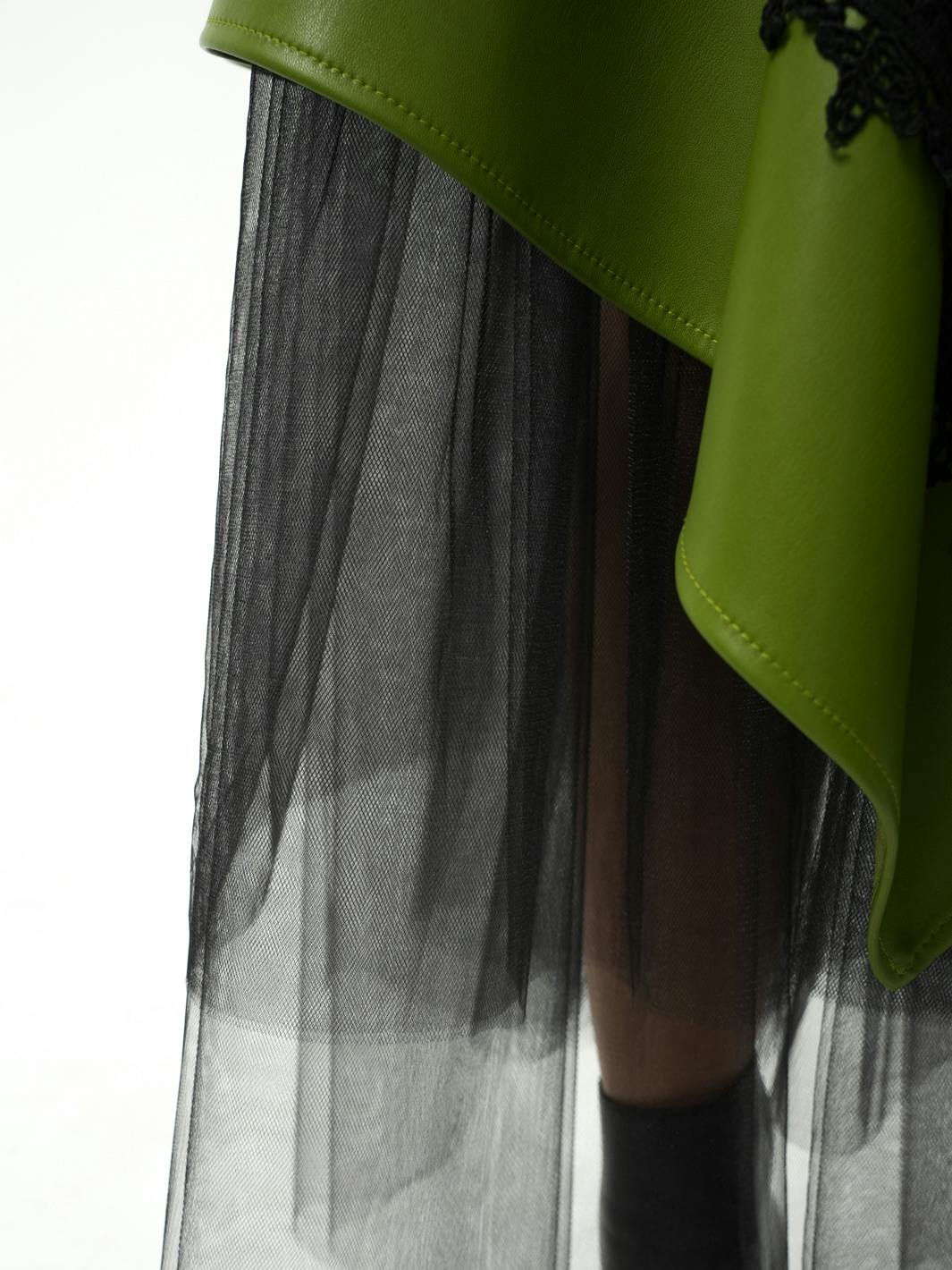 Thumbnail preview #10 for Vegan Leather Skirt With Tulle and Lace 