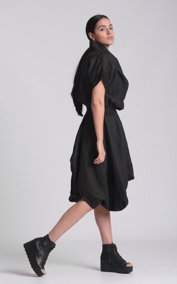 Thumbnail preview #4 for Cowl Neck Linen Dress 