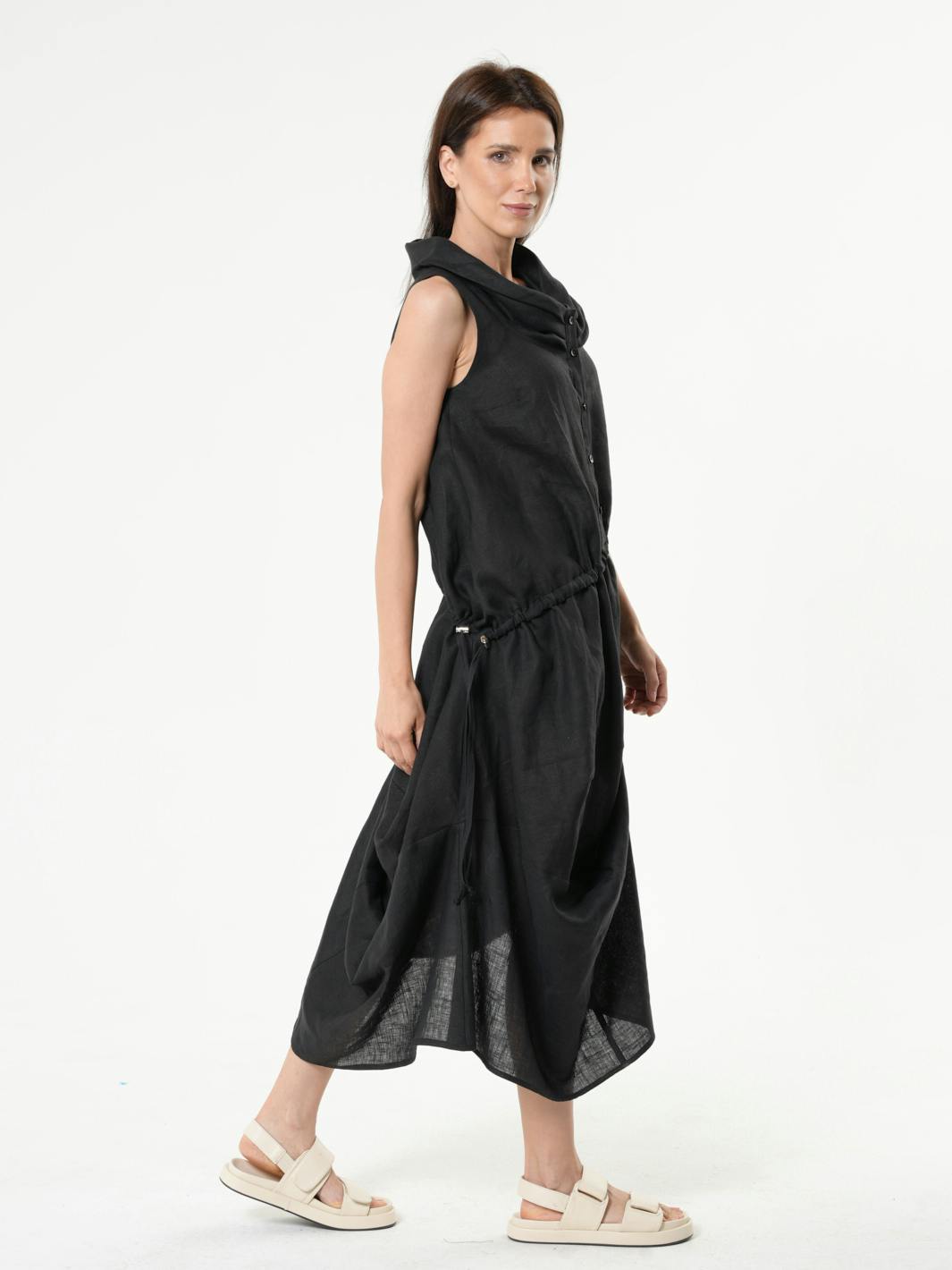 Thumbnail preview #7 for Linen Dress With Asymmetric Hem