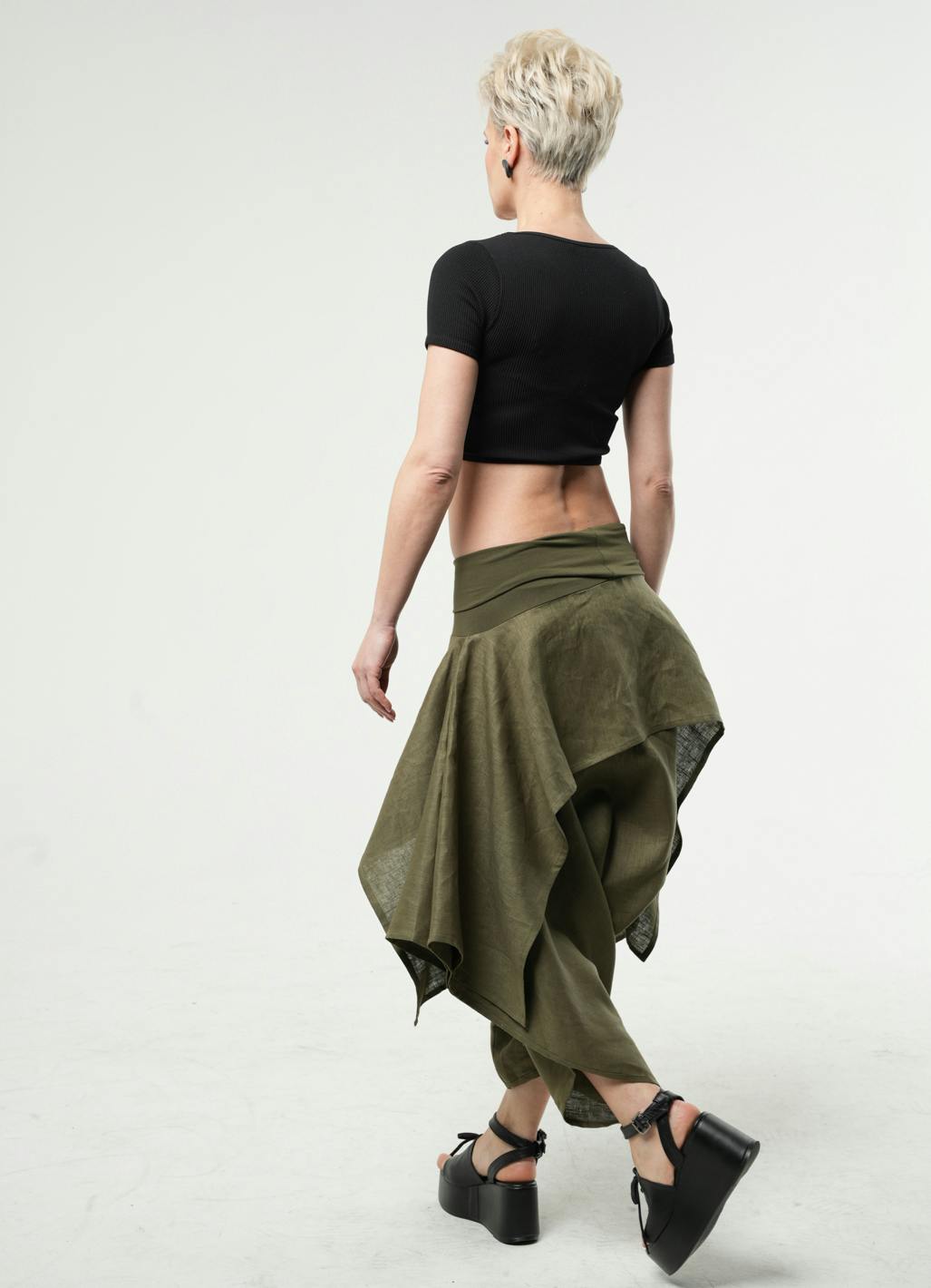 Thumbnail preview #5 for Linen Skirt Pants With Elastic Waist