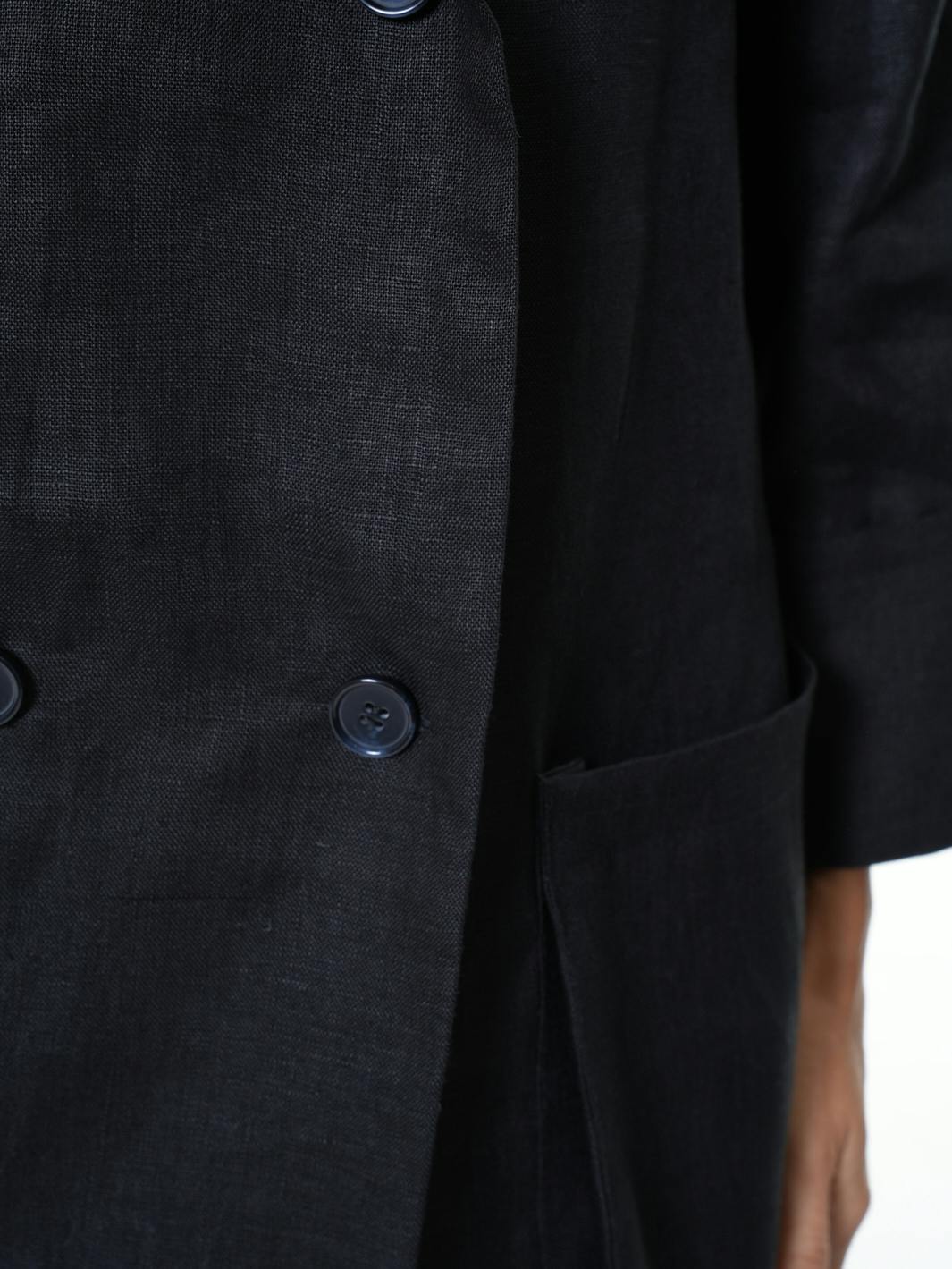 Thumbnail preview #8 for Long Black Linen Blazer