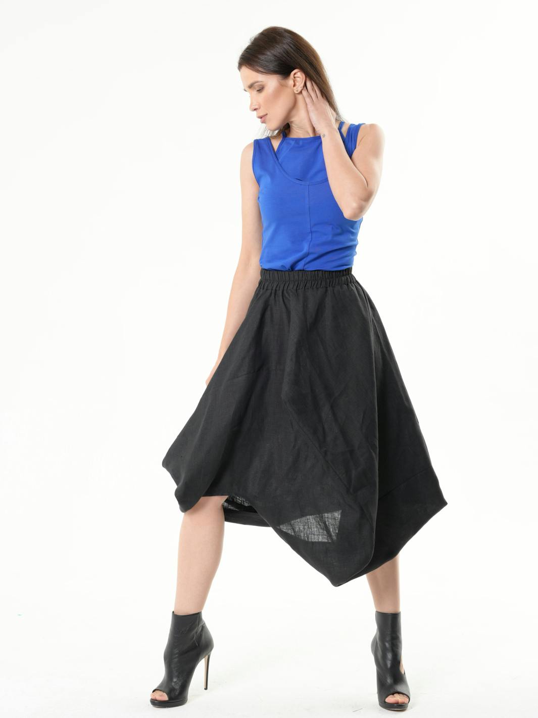 Thumbnail preview #4 for Elastic Waist Linen Skirt 