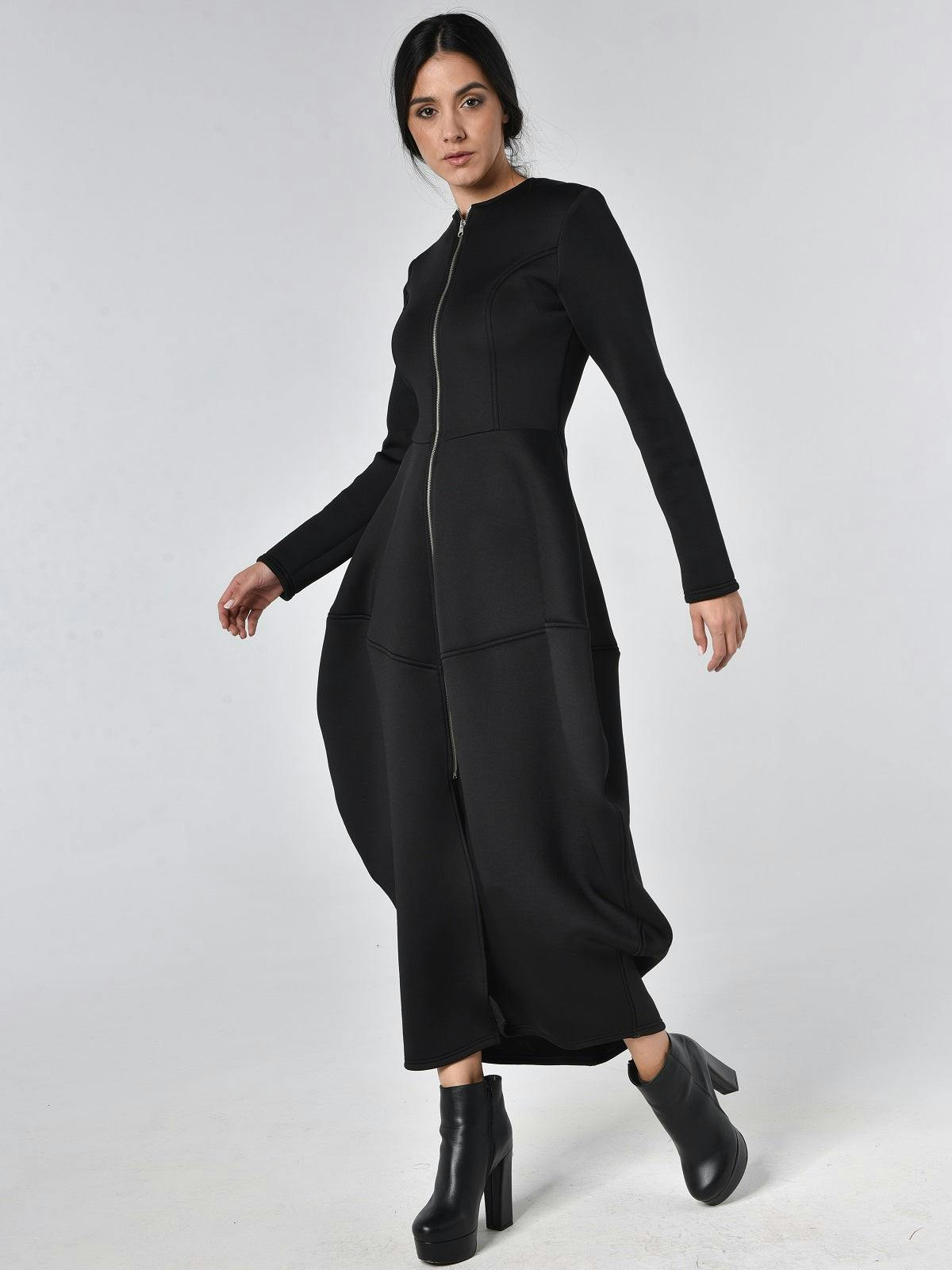 Thumbnail preview #3 for Long Zipper Neoprene Dress In Black