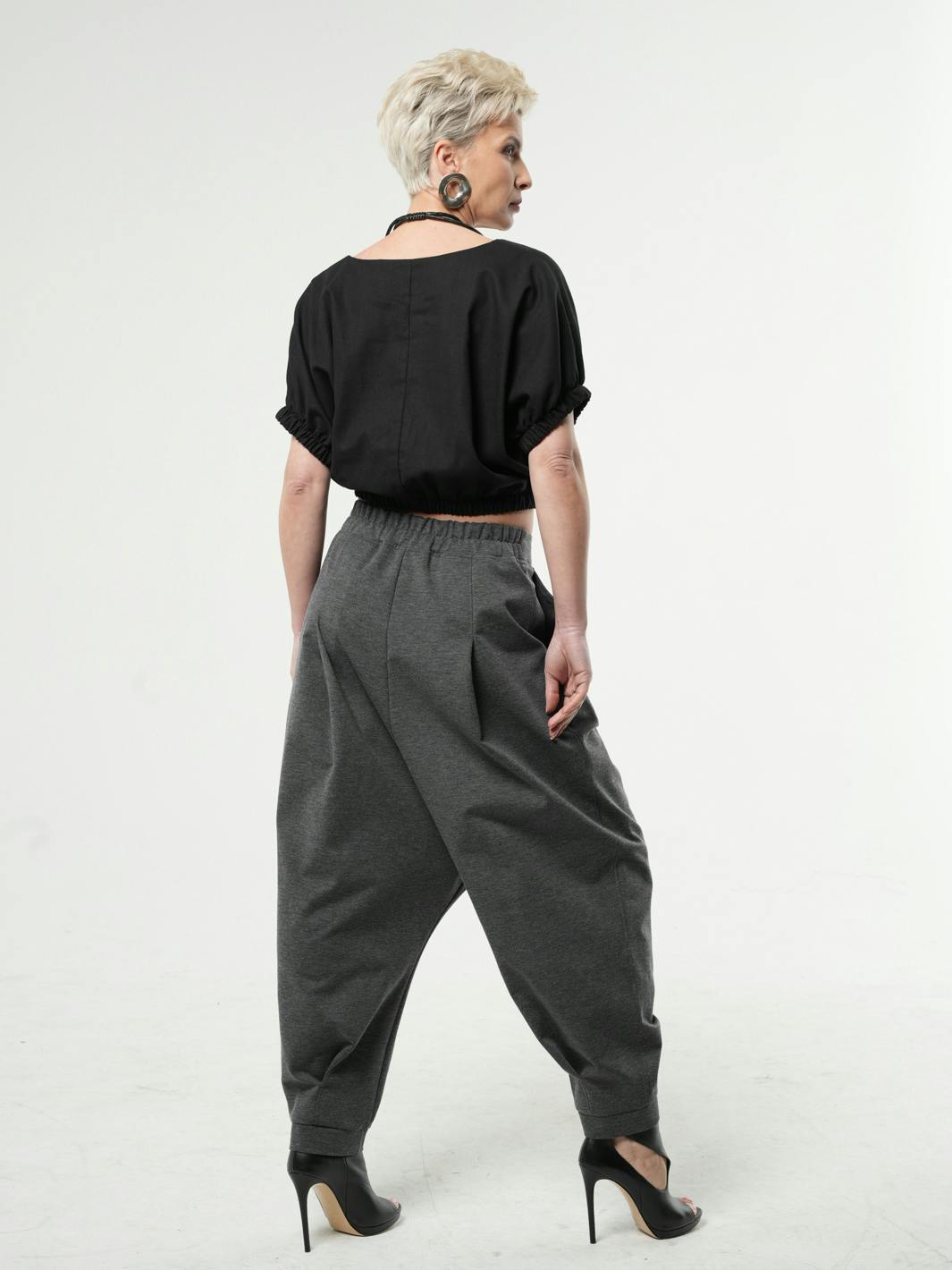 Thumbnail preview #6 for Casual Drop-Crotch Gray Pants