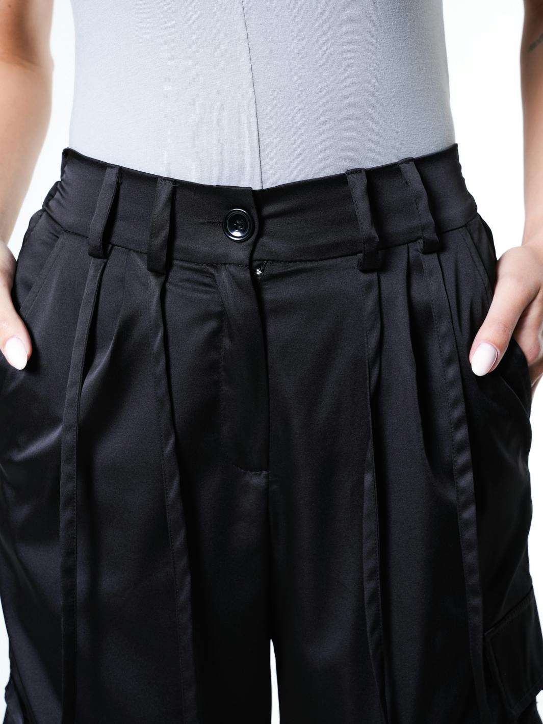 Thumbnail preview #5 for Black Satin Cargo Pants