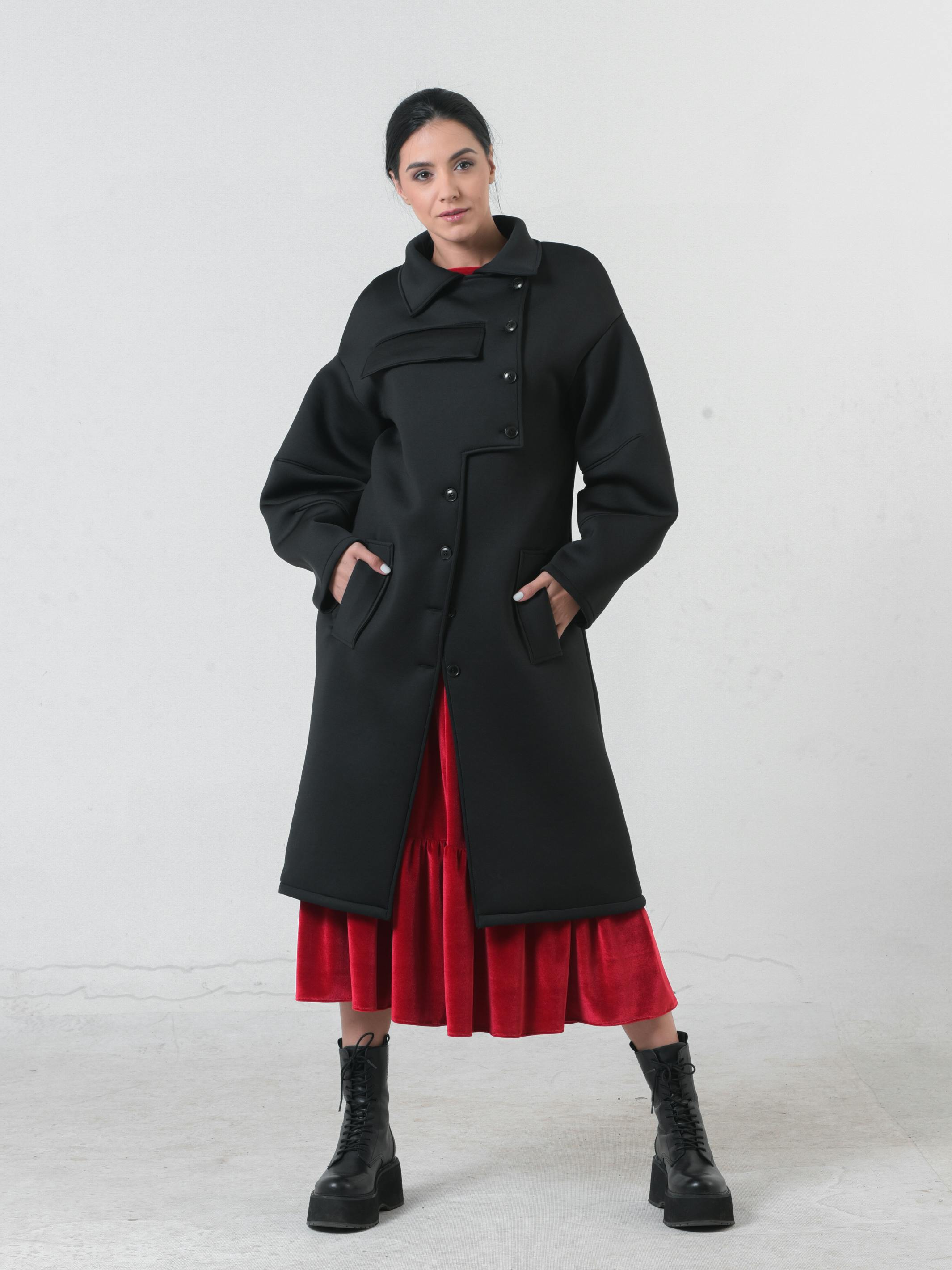 Thumbnail preview #1 for Long Black Neoprene Coat