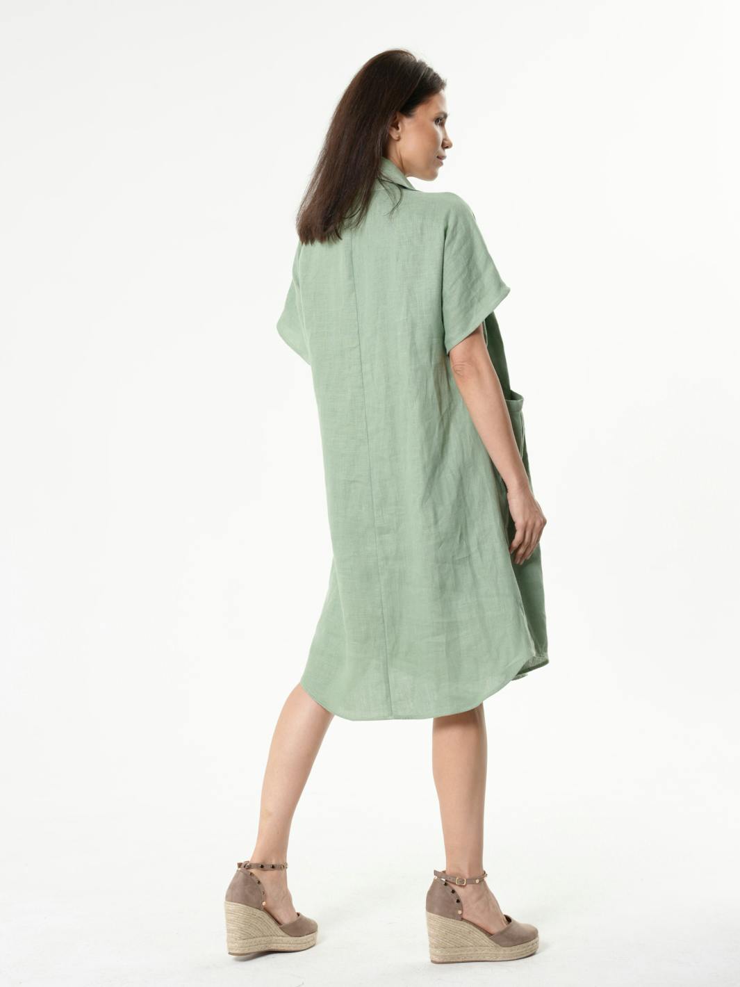 Thumbnail preview #6 for Midi Linen Dress With Side Pockets