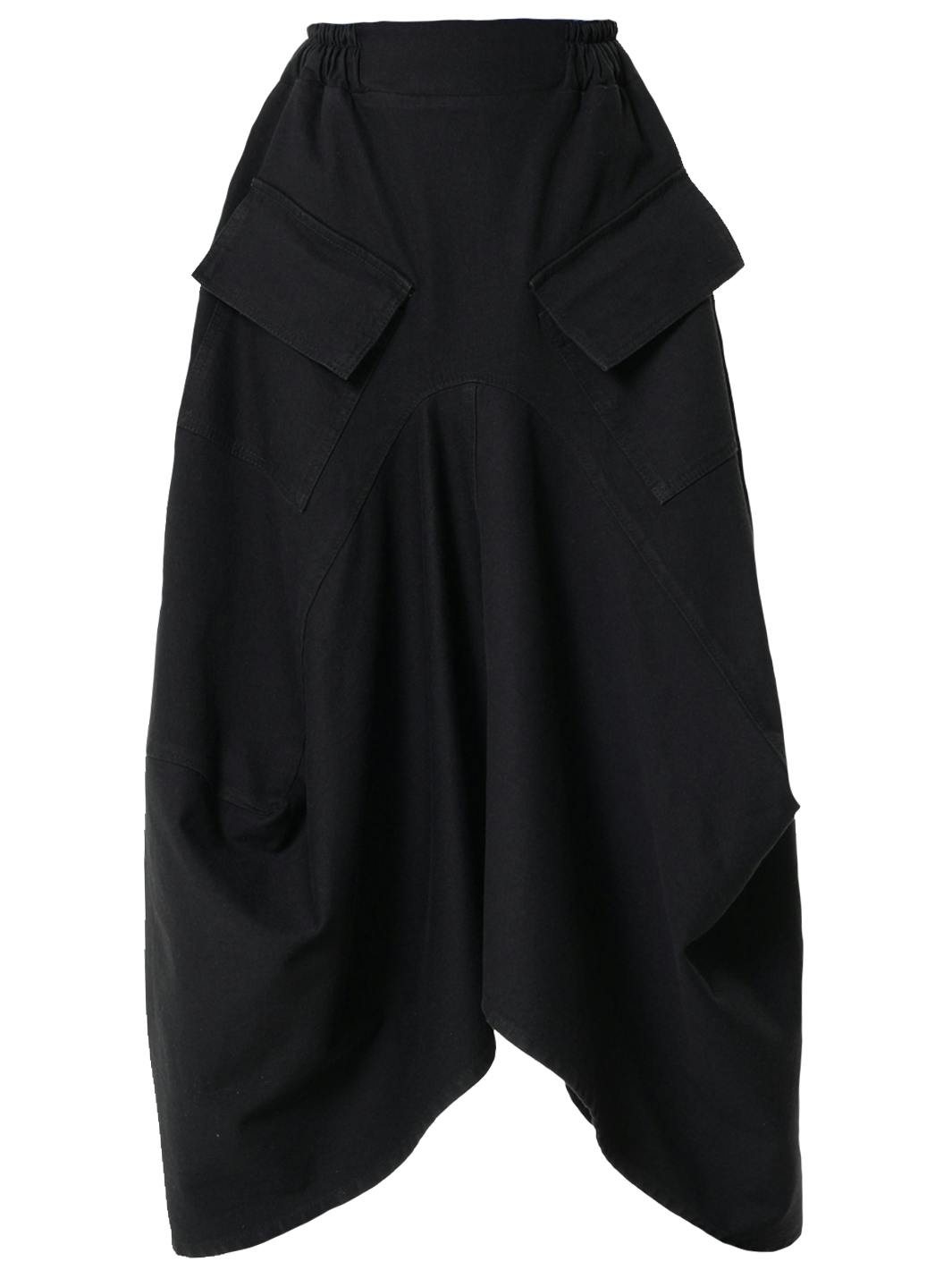 Thumbnail preview #3 for Asymmetrical Long Denim Skirt In Black