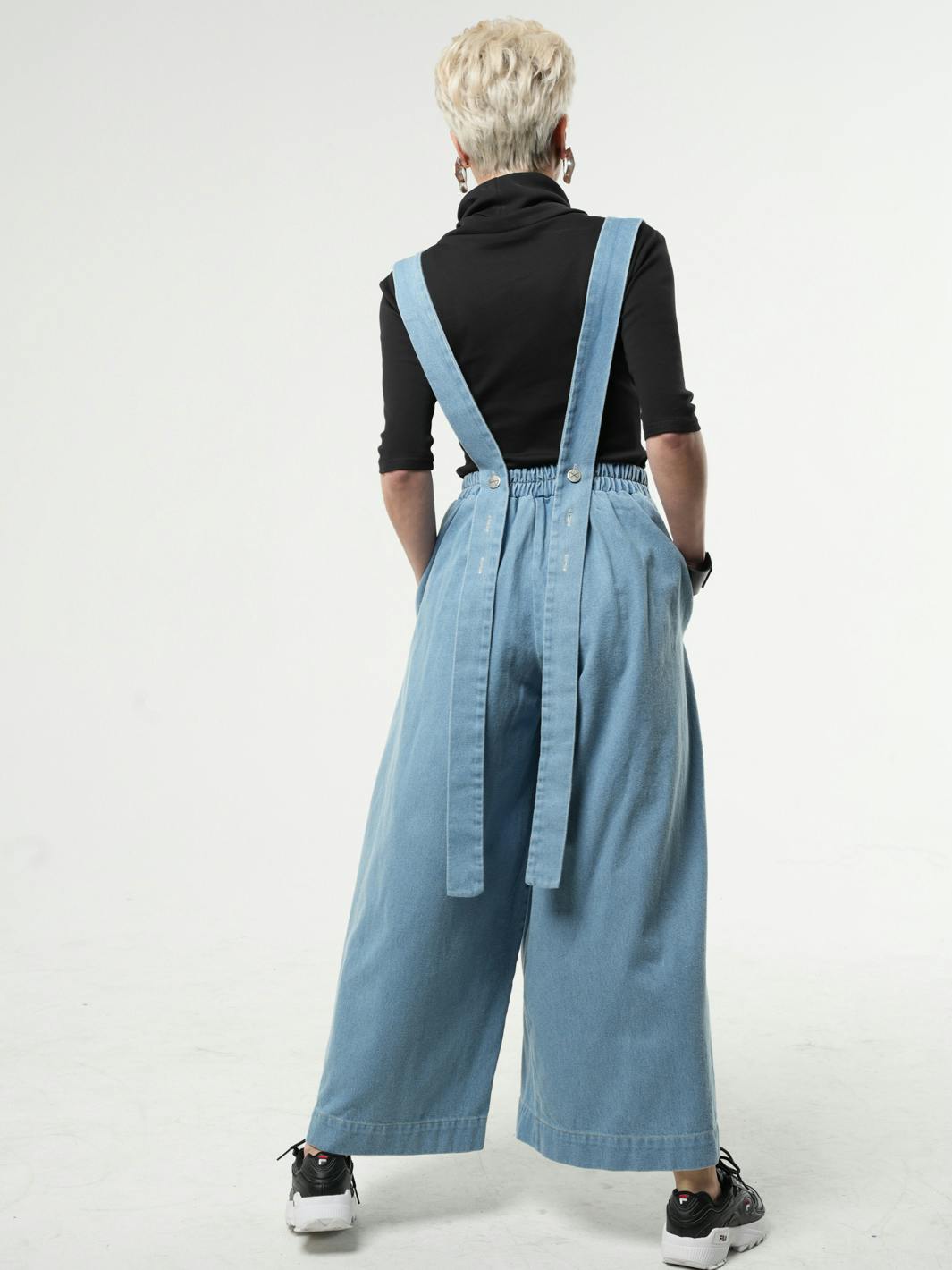 Thumbnail preview #4 for Full-length Wide-leg Light Denim Pants