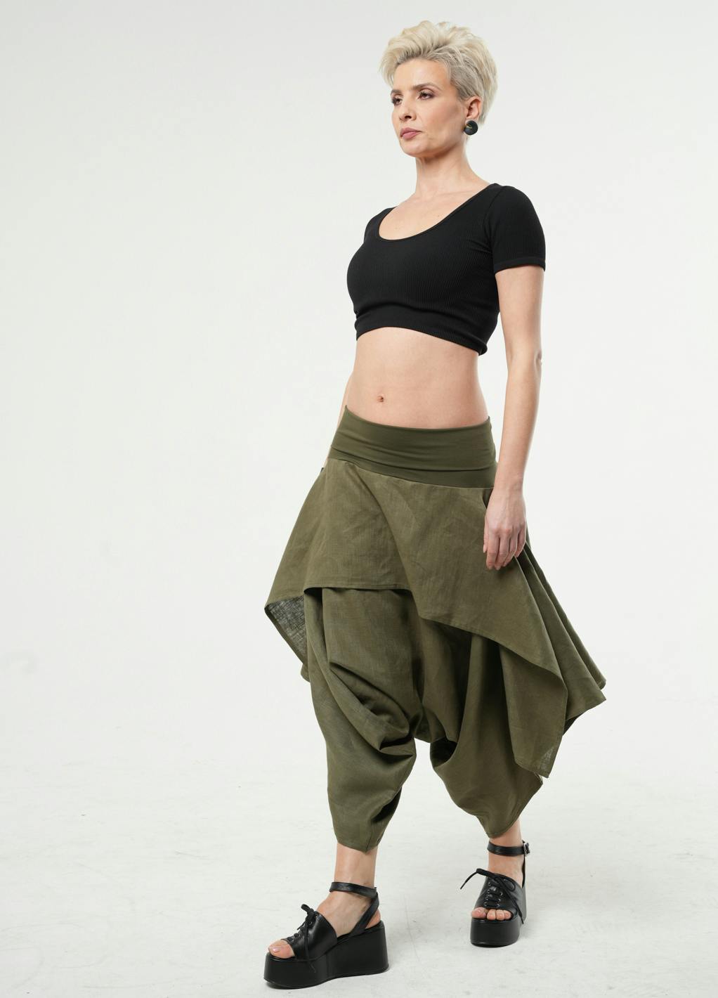 Thumbnail preview #8 for Linen Skirt Pants With Elastic Waist