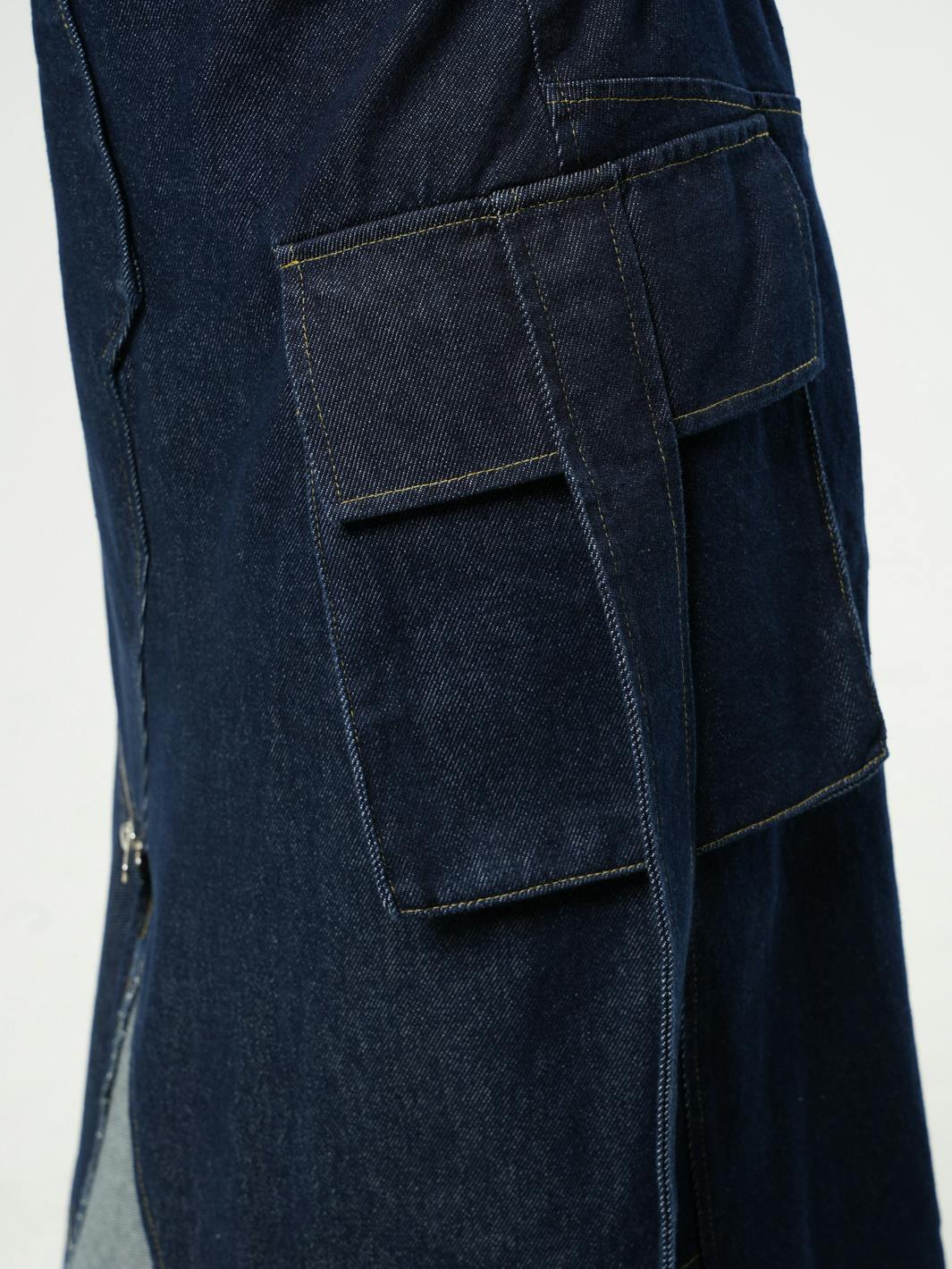 Thumbnail preview #6 for Asymmetric Denim Long Skirt with Zippers