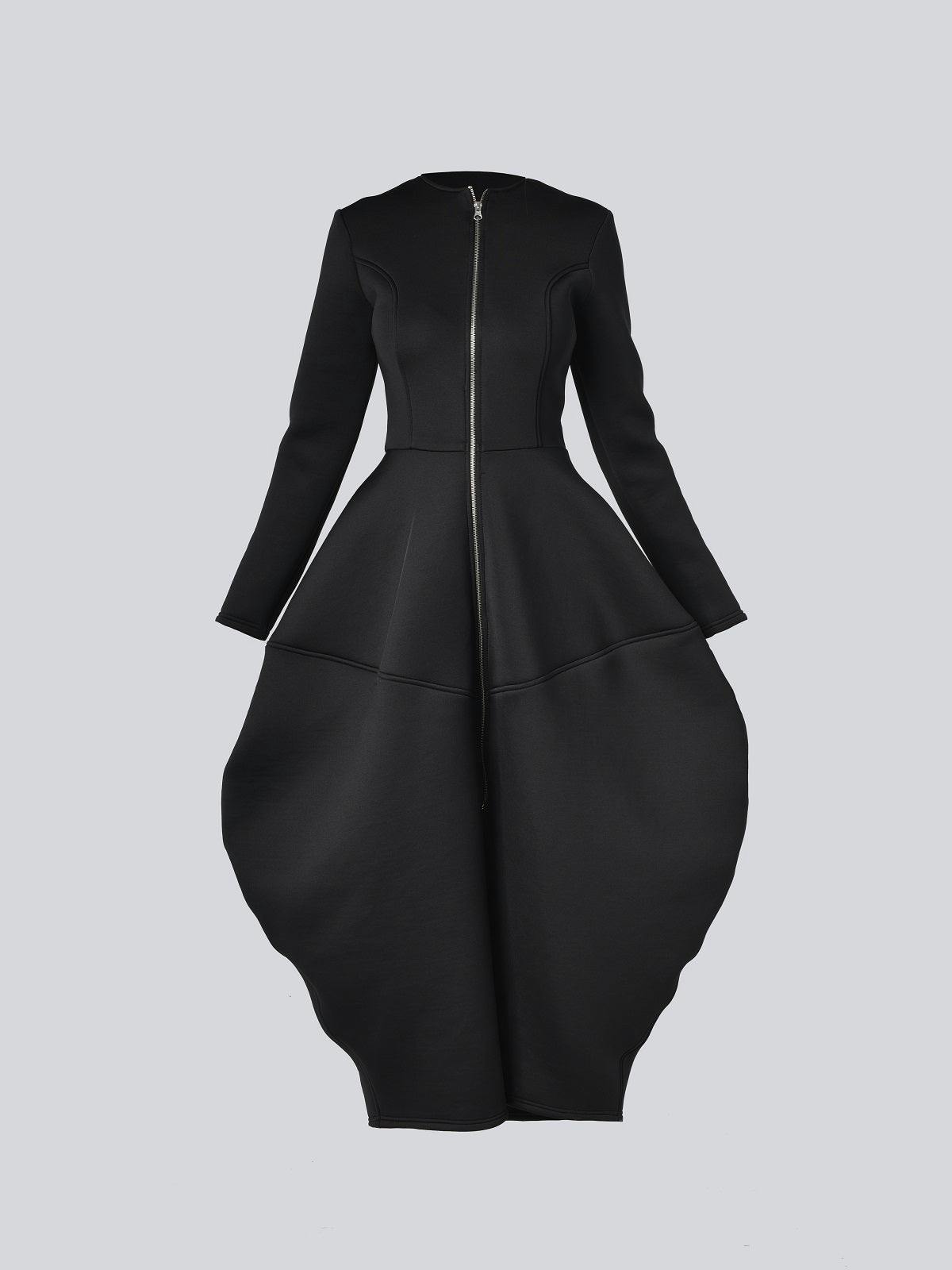 Thumbnail preview #2 for Long Zipper Neoprene Dress In Black