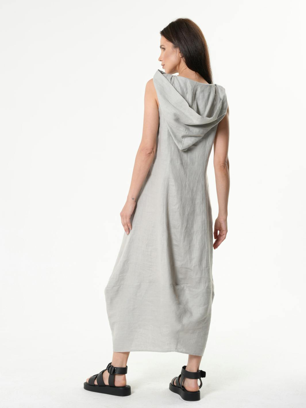 Thumbnail preview #6 for Long Linen Hooded Dress