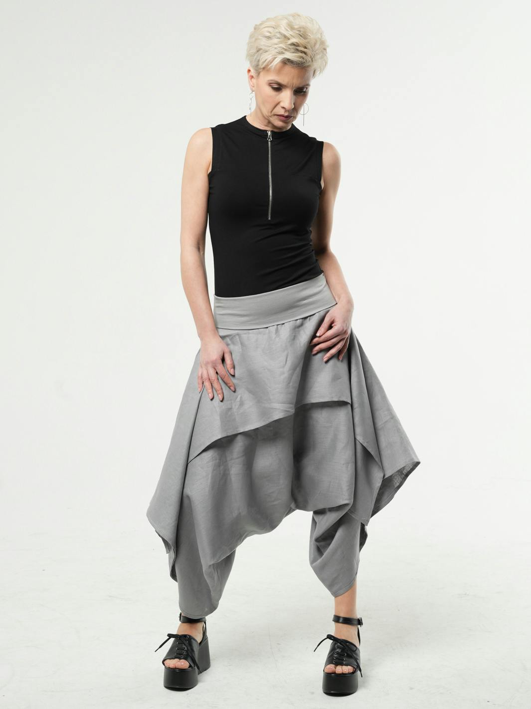 Linen Skirt Pants With Elastic Waist, a product by METAMORPHOZA